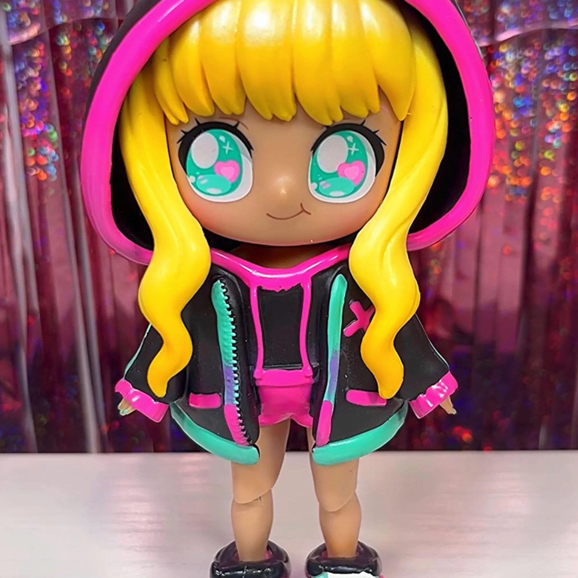 Animakii Modne lalki – konfigurowalny cyberpunk + styl gracza – 5-calowa modna lalka z 32 stylizacjami w jednym – akcesoria dla lalek, ubrania, buty i talerze na twarz – modne zabawki dla dziewcząt
