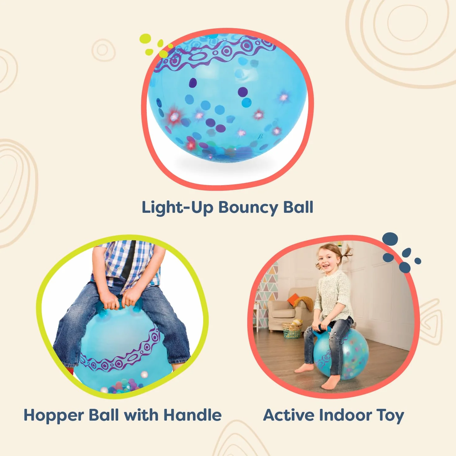 B. toys by Battat 44629 (Sea) Light-Up Hopping Ball