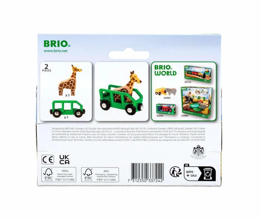 Brio 63372400 Żyrafa I Wagon (63372400) Bezpieczna Zabawka Dla Dzieci Powyżej 3 Lat