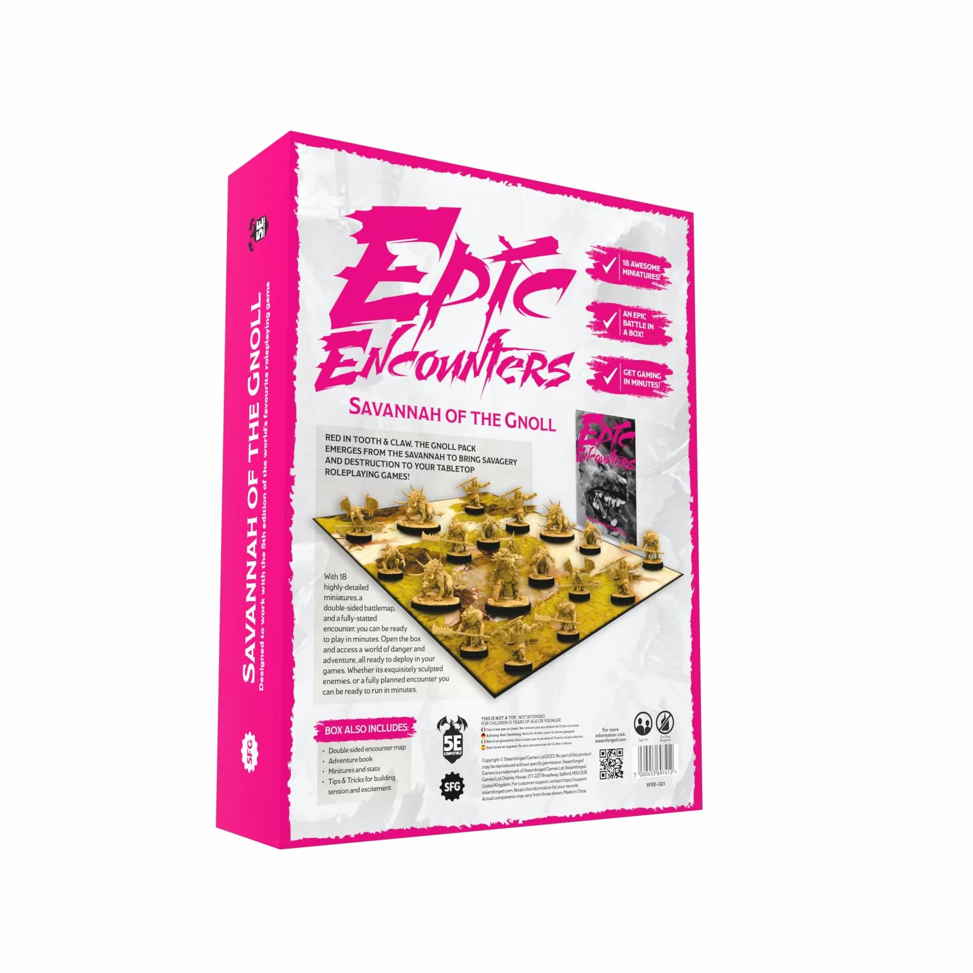 Steamforged Games | Epic Encounters: Savannah of the Gnoll Pack | Zestaw spotkania z gnoll pack i zawartoscia przygodowa | 2+ Graczy | 120-360 Minut | Gra w języku angielskim