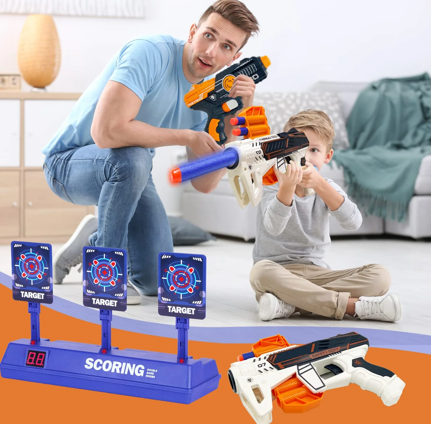 Tarcza celownicza do pistoletu Nerf, elektroniczna ocena, automatyczne resetowanie, cyfrowe cele do pistoletu nerfowego, zabawek, na Boże Narodzenie, urodziny, zabawki dla dzieci w wieku 6, 7, 8, 9,