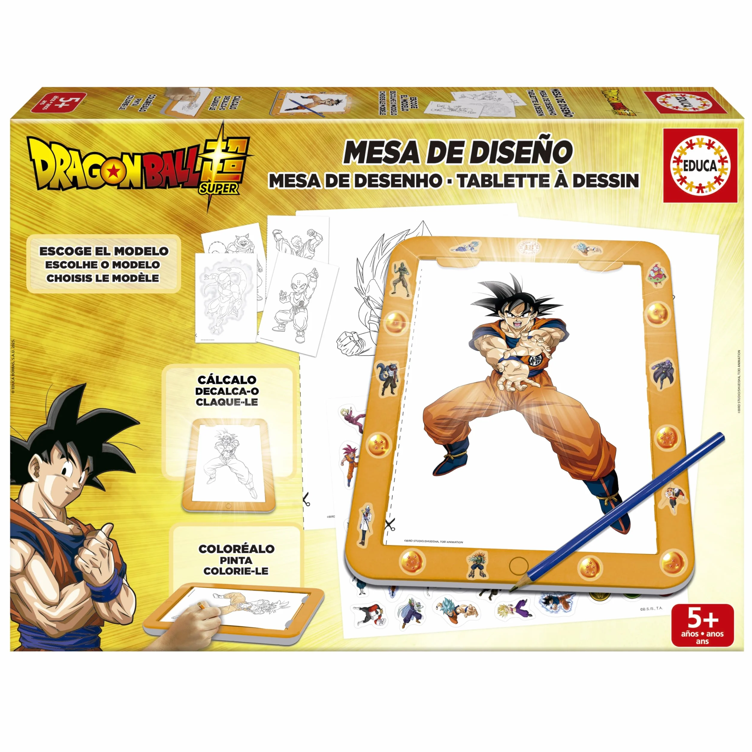 Educa - Dragonball designerski stół z nową świecącą tablicą rysunkową. Z ponad 25 różnymi modelami do rysowania tak często, jak chcesz. Od 5 lat (20439)