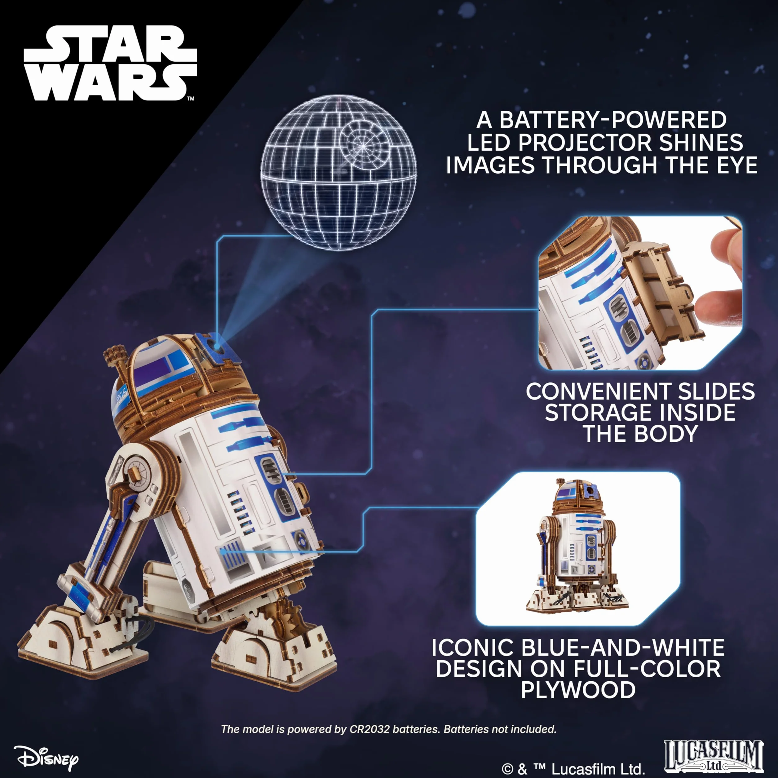 UGEARS Star Wars ™ R2-D2 ™ - puzzles for adults, model do złożenia dla dorosłych, modele mechaniczne, łamigłówka dla dorosłych, 3D puzzle, Puzzle Star Wars prezent, mechaniczne konstrukcje