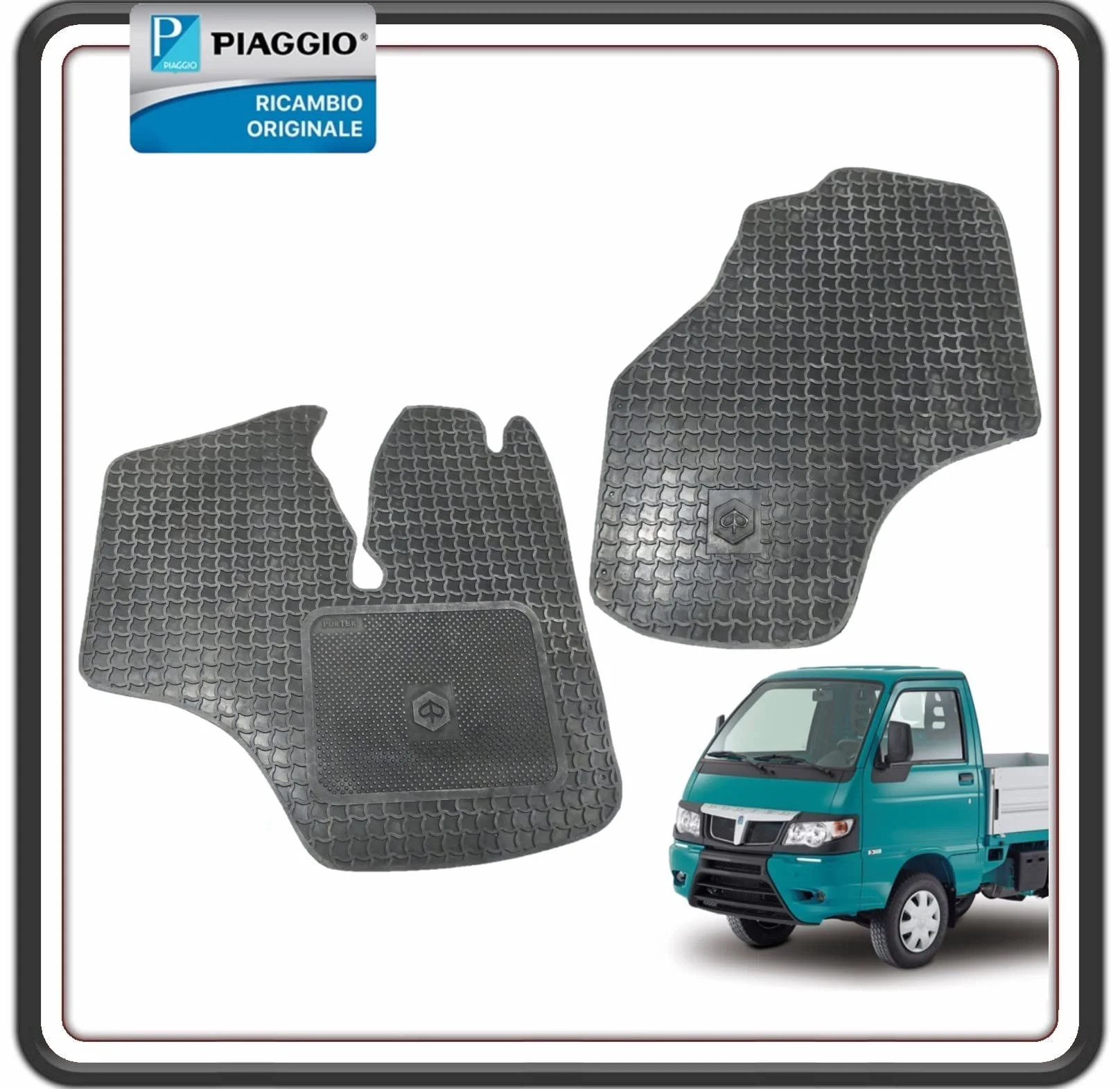 ZESTAW PARY DWA PODWÓJNYCH MATÓW GUMOWYCH MATÓW DO PIAGGIO PORTER WSZYSTKIE ORYGINALNE MODELE PIAGGIO.