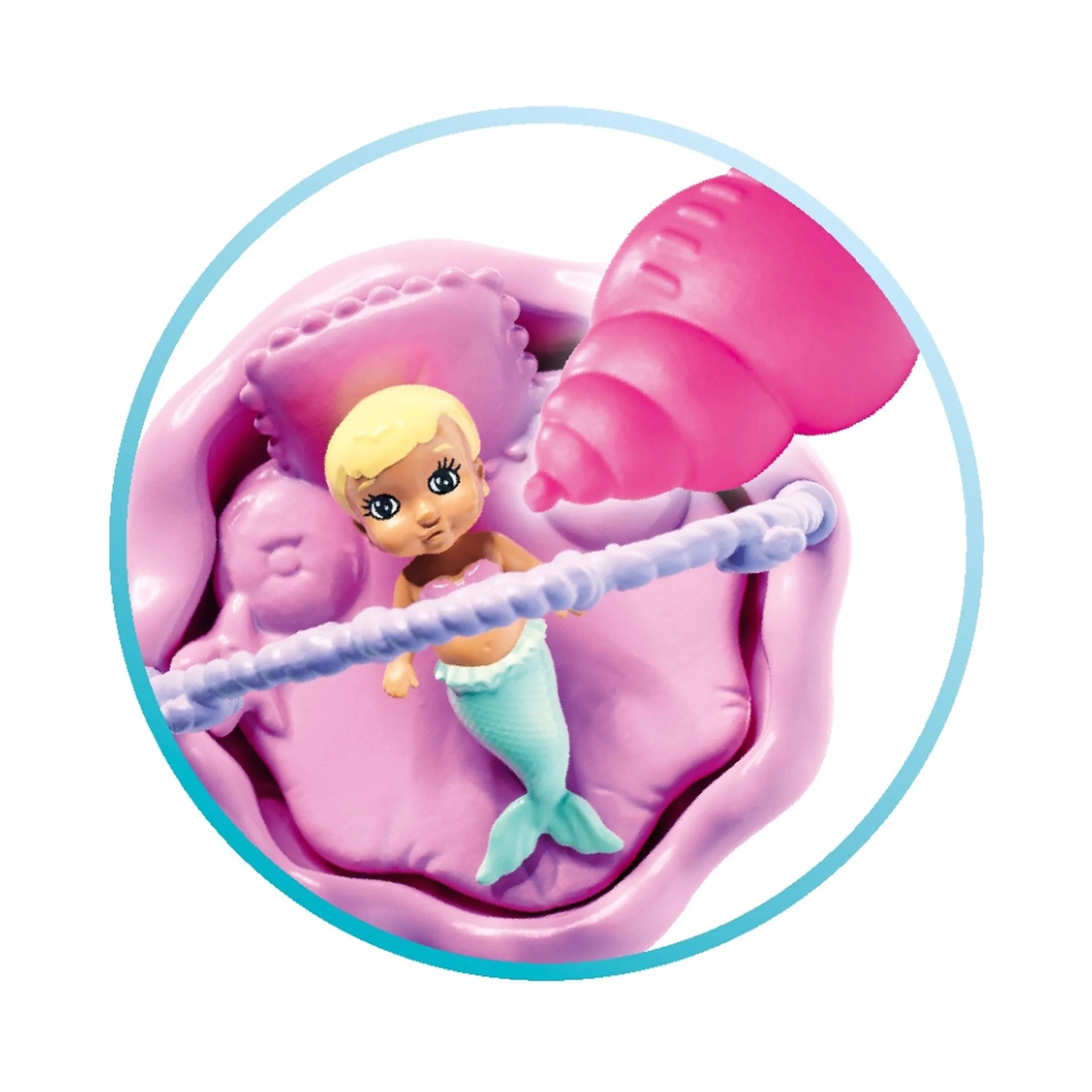 Simba 105733524 - Steffi Love Mermaid Family, lalka jako ciężarna syrenka z Kevinem jako syrenka, z łóżeczkiem dziecięcym, 29 cm, lalki do zabawy, dla dzieci od 3 lat