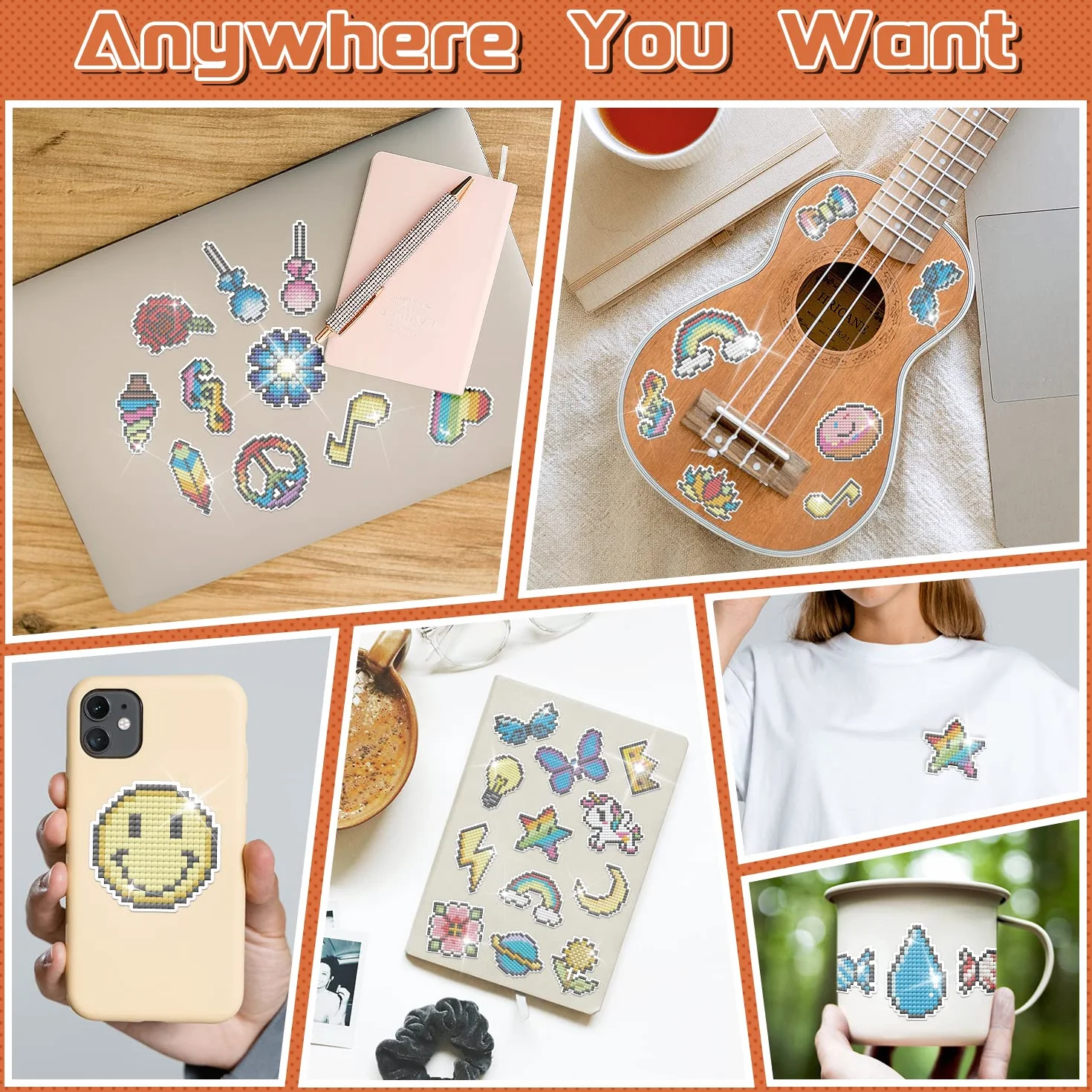 ARTDOT Diamond Painting Stickers Kit Dla Dzieci, 38 Sztuk Naklejek do Malowania Diamentami, Naklejki do Diamentowego, Artystyczne i Rzemieślnicze Dla Chłopców i Dziewczynek w Wieku od 6 do 14 lat