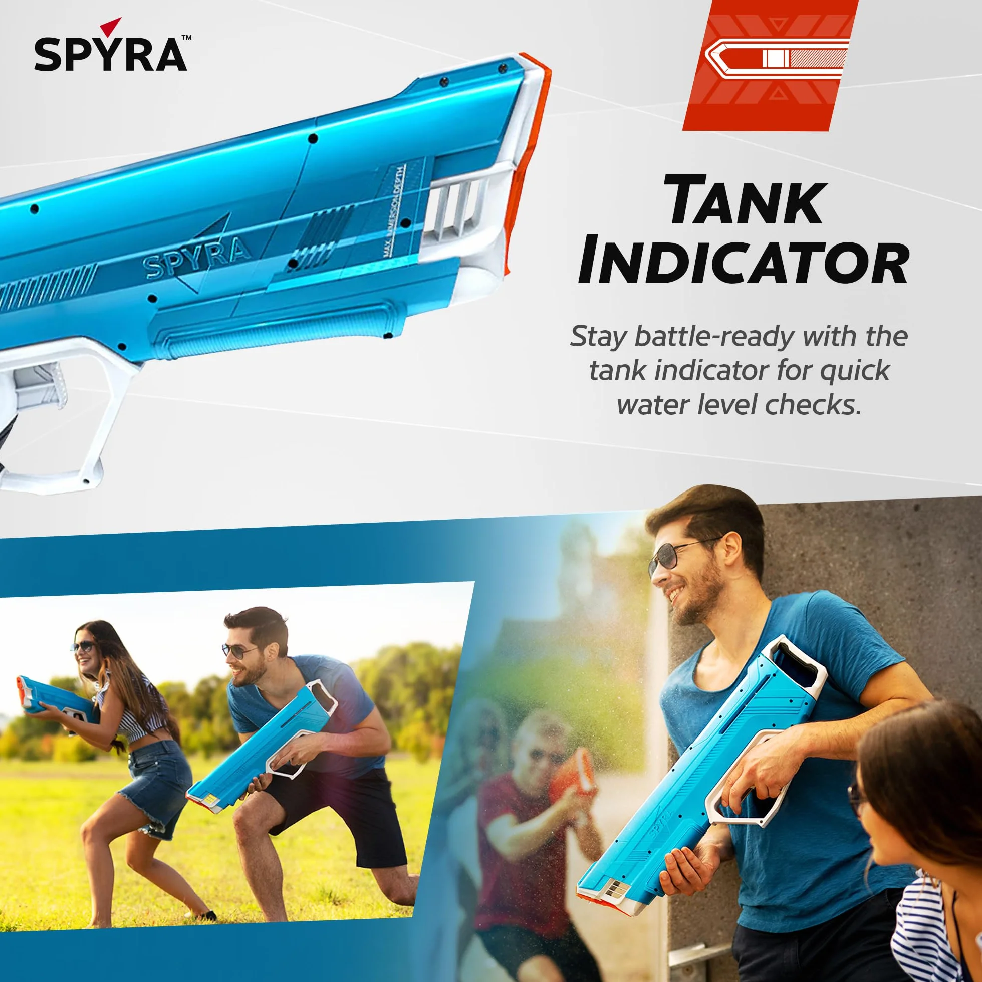 SPYRA SpyraLX Blue - najlepszy mechaniczny miotacz wody - ręczny pistolet na wodę (nieelektroniczny)