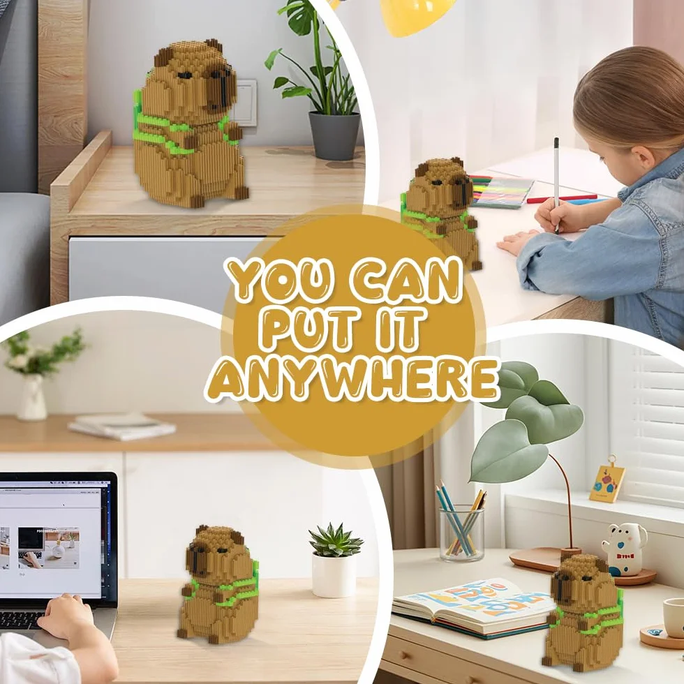 Capybara Zestaw klocków, 1606 bloków, klasyczne mini klocki z kreskówki, cząsteczki z tworzywa sztucznego, zestaw klocków do budowy mikro Capybara, model 3D, zwierzęta, bloki budowlane dla