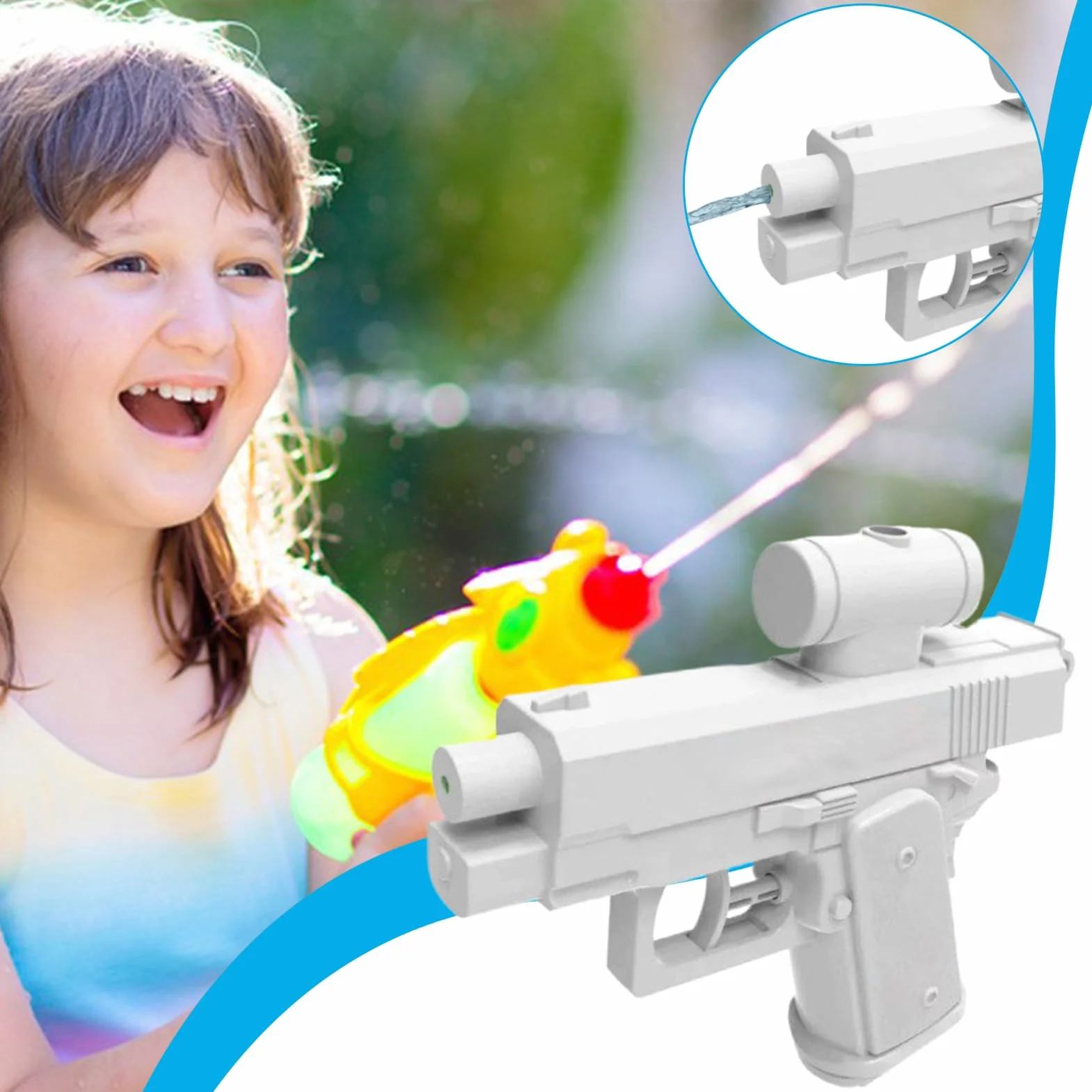 Prank dwukierunkowy pistolet na wodę, odwrócony spray do wody Squirter Toys | Zabawka do wyciskania wody | Pistolet na wodę może być używany z przodu i z tyłu, latem na świeżym powietrzu, do kąpieli