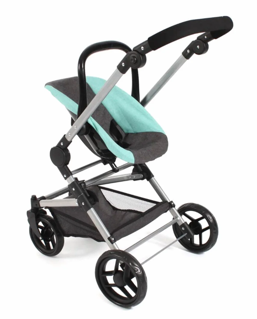 Bayer Chic 2000 645 42 wózek dla lalek kombi 3 w 1, melanż, antracytowo-miętowy, 61 x 44,5 x 85 cm