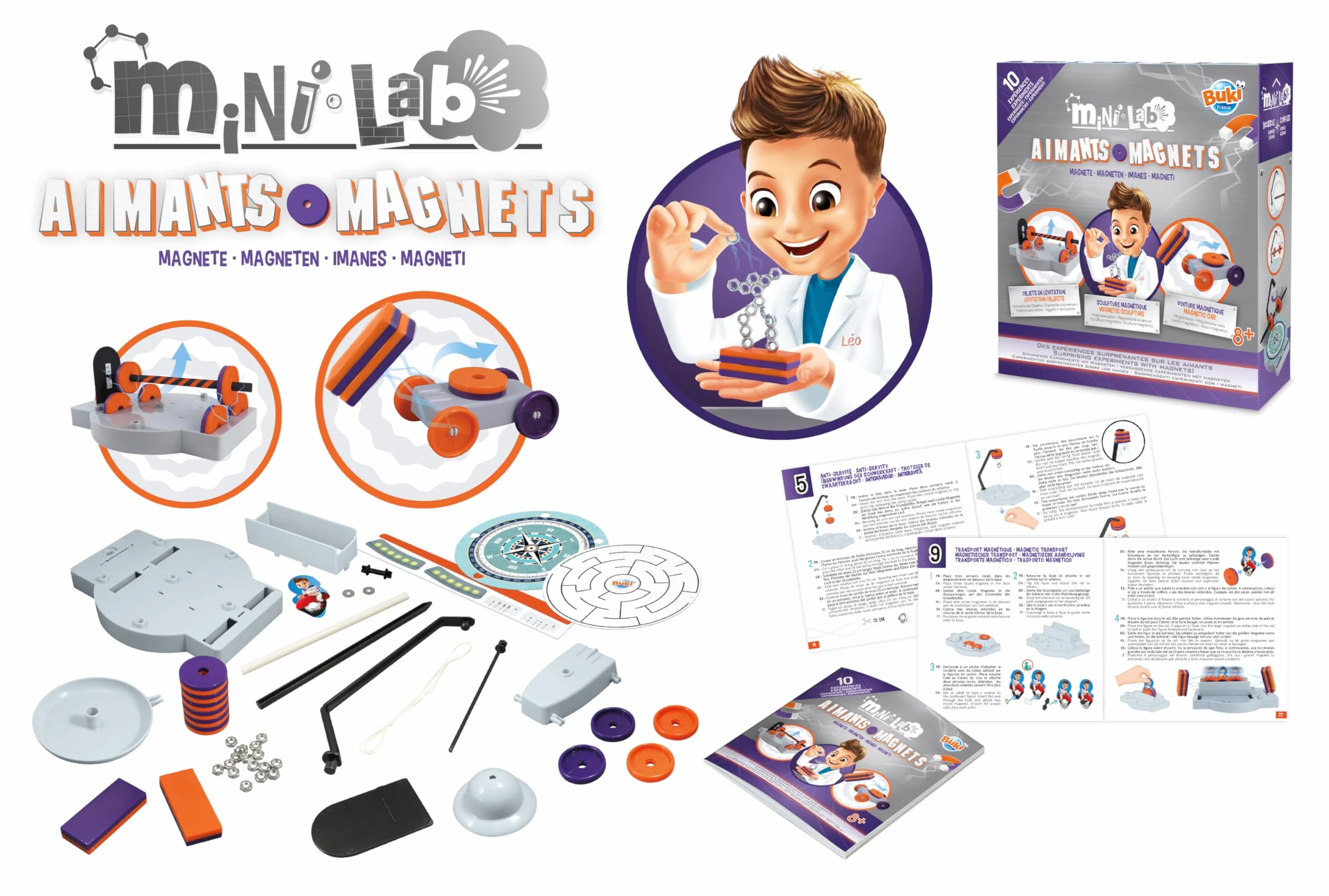 BUKI 3018 - Mini Lab Magnesy - Zestaw eksperymentów z magnesami – Odkryj magnetyzm i lewitację! Edukacyjna zabawka dla dzieci 8+