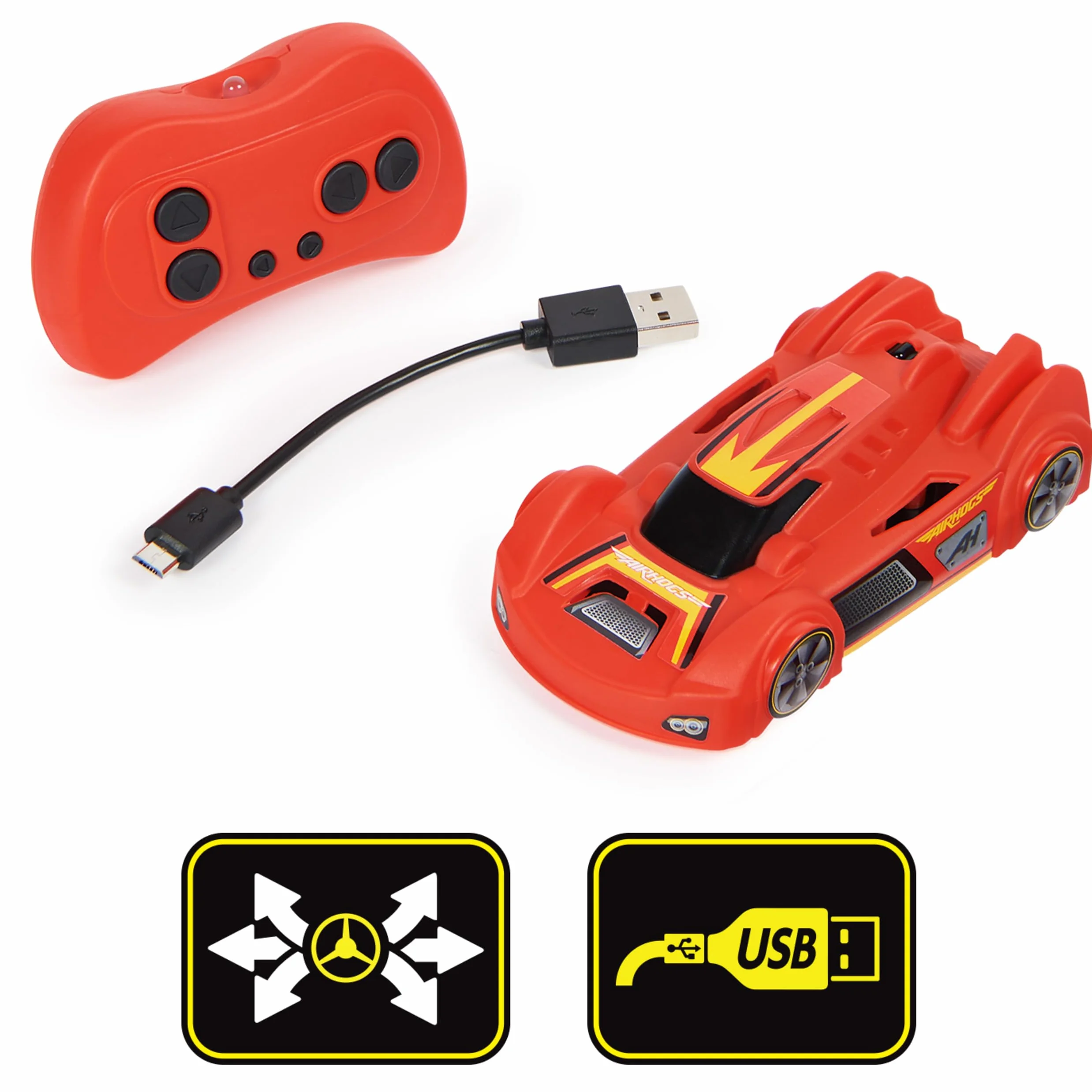 Air HOGS Zero Gravity Sprint Wall Climber Samochód zdalnie sterowany, akumulator ładowany przez USB, czerwony pilot zdalnego sterowania, do użytku wewnątrz, 6066517, dla dzieci powyżej 4. lat