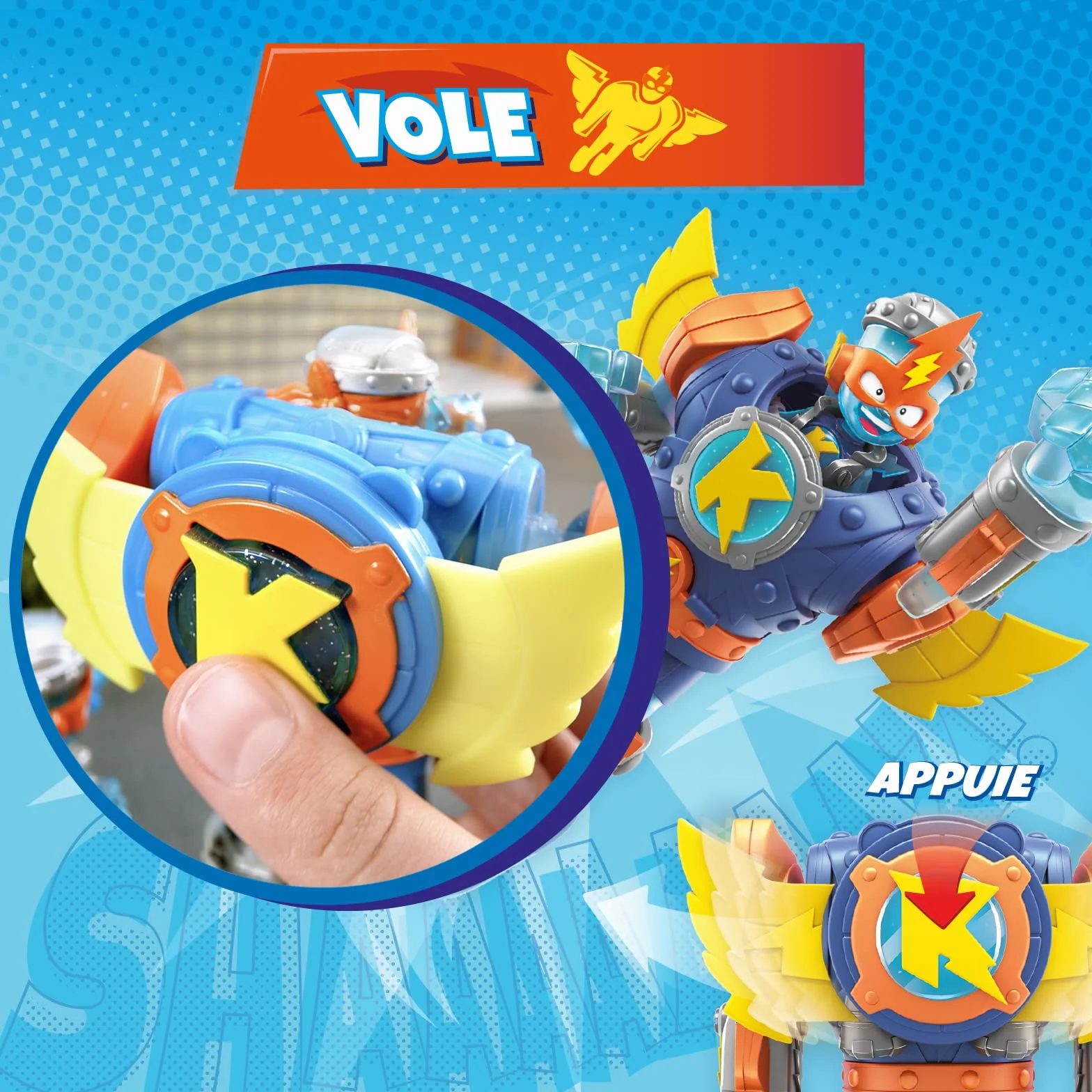 SUPERTHINGS Superbot Kazoom Power – Przegubowy robot z akcesoriami do walki, 1 Kazoom Kid i 1 SuperThing do walki, 1 Kazoom Kid i jeden SuperThing