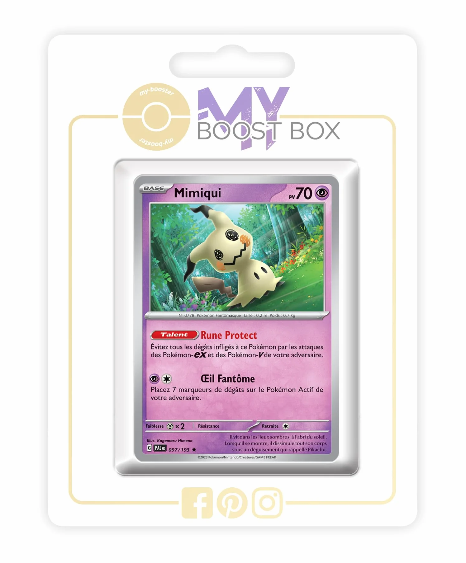 Mimiqui (Mimikyu) 097/193 Holo or Reverse (random) - Myboost X Écarlate et Violet 02 Évolutions à Paldea - Box z 10 francuskich kartami Pokémon