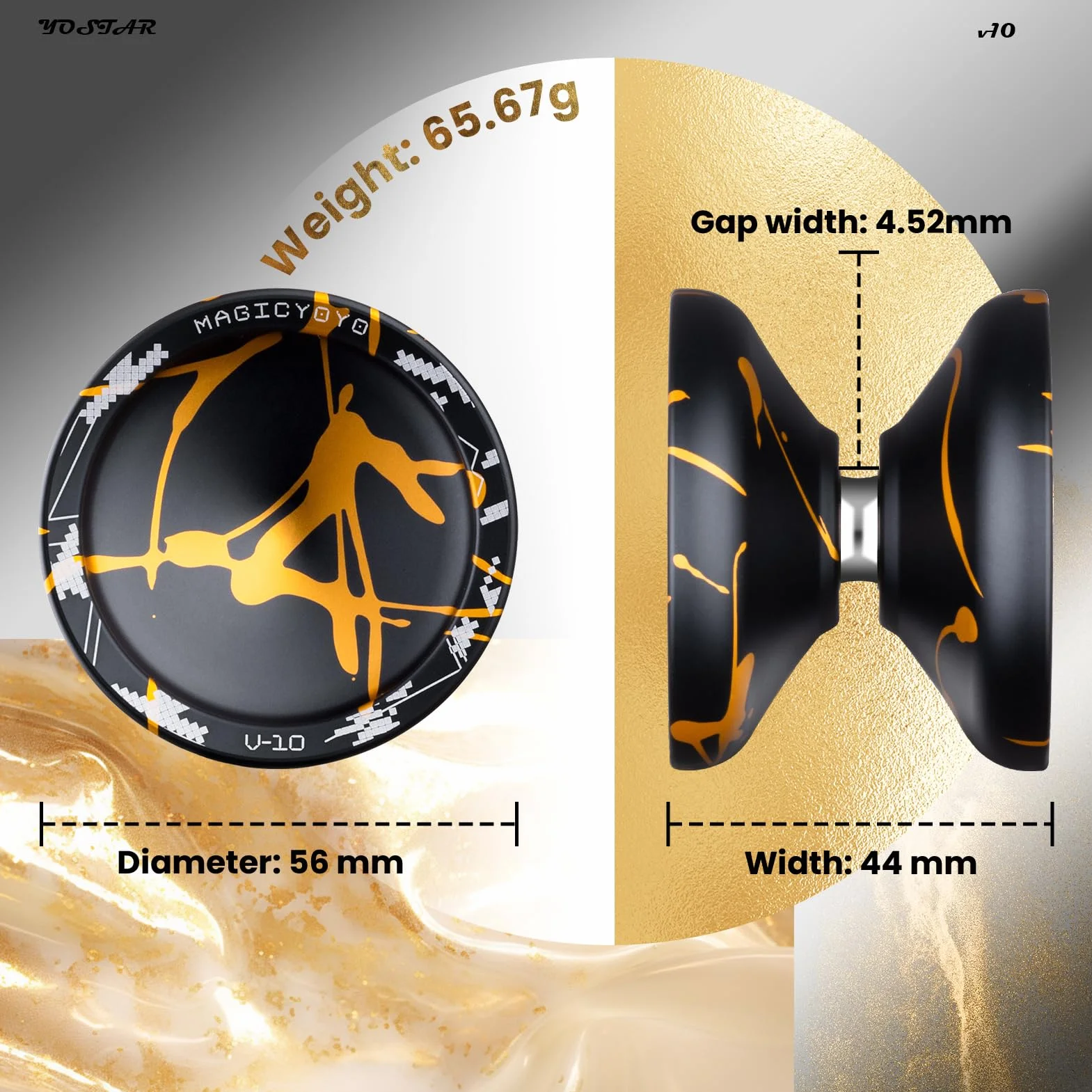YOSTAR Profesjonalny JoJo z Bezczynnością - Metalowy Yoyo do Trików dla Dorosłych, V10 Sport, z 12 Sznurkami i Rękawicą