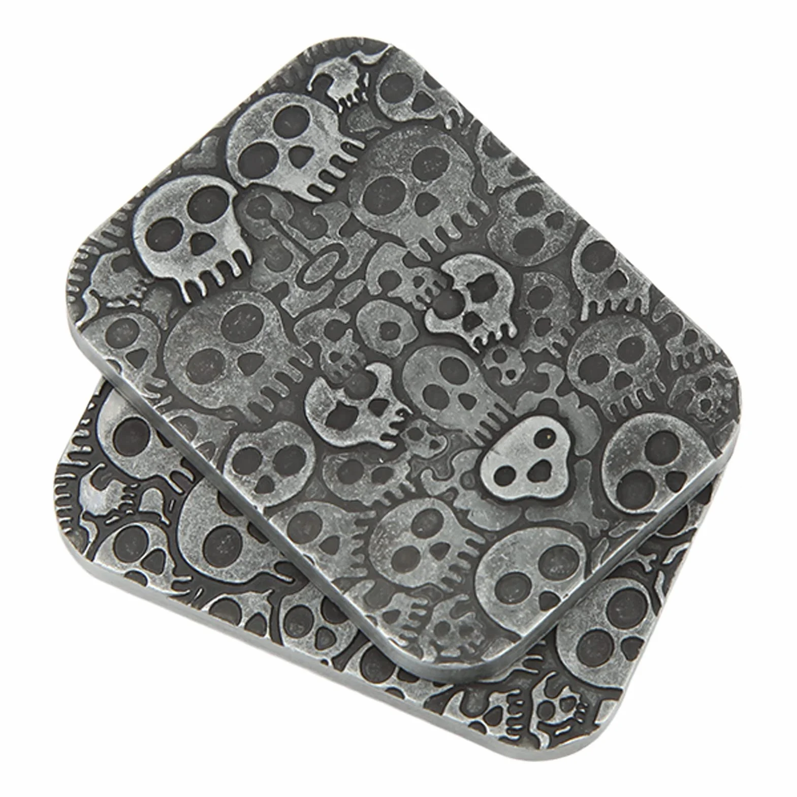 Wakects Fidget Slider Toy,przenośna metalowa magnetyczna zabawka do pokera z wzorem czaszki, dla ADHD, autyzmu, strachu, stresu, 4,5 x 3,5 x 1 cm, torba do przechowywania