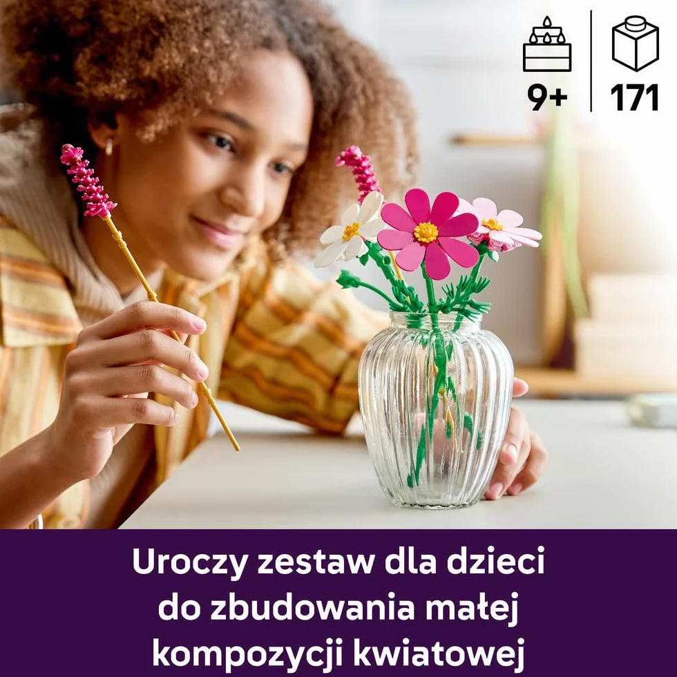 LEGO Botanicals Kosmosy, zestaw konstrukcyjny dla dzieci, kompozycja kwiatowa i dekoracja do pokoju dziecięcego, kwiaty na prezent dla dziewczynki, chłopca i miłośnika przyrody od 9 lat 11514