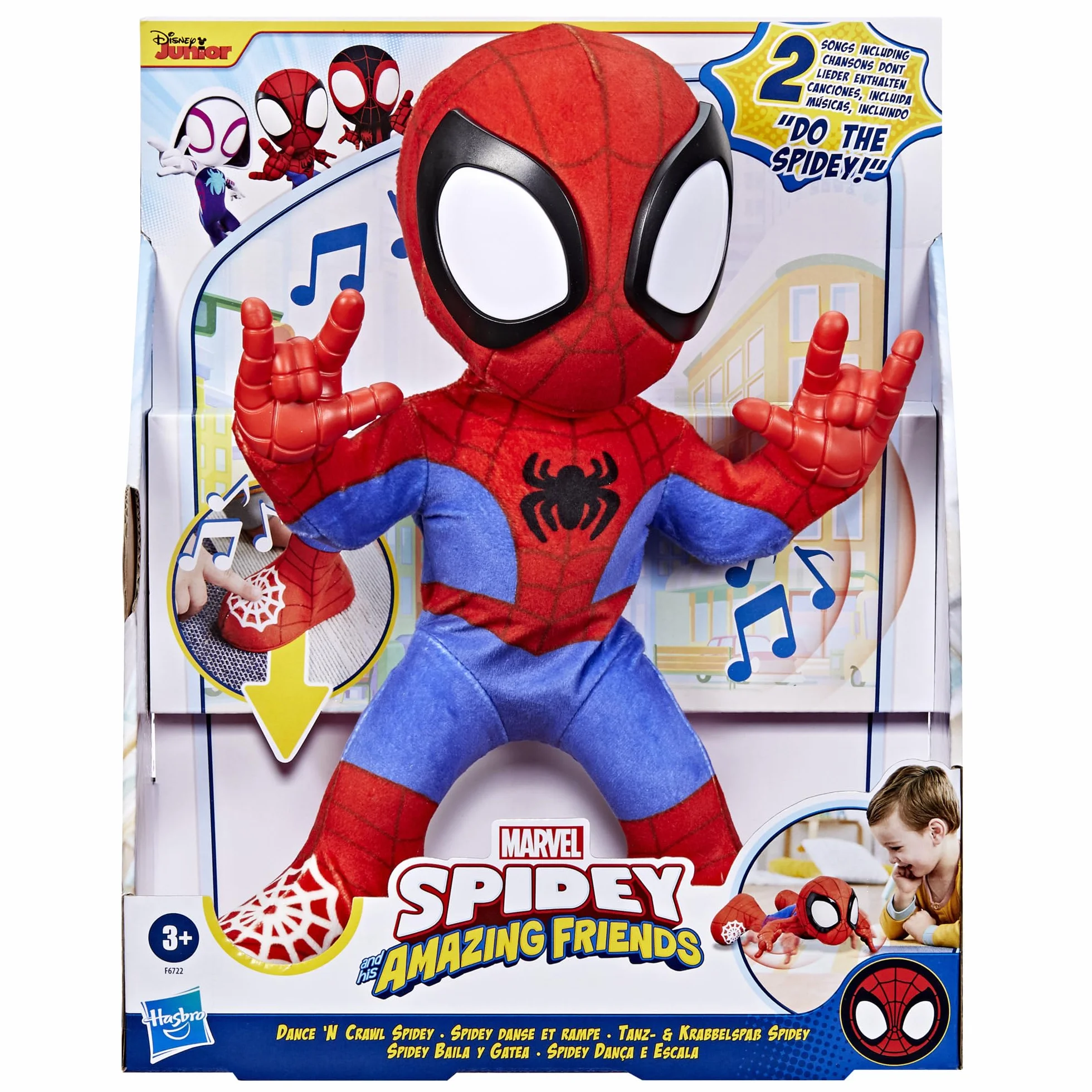 SPIDEY AND HIS AMAZING FRIENDS Tańczący i pełzający Spidey z serialu ""Spidey i super-kumple"" Marvela, interaktywna zabawka pluszowa