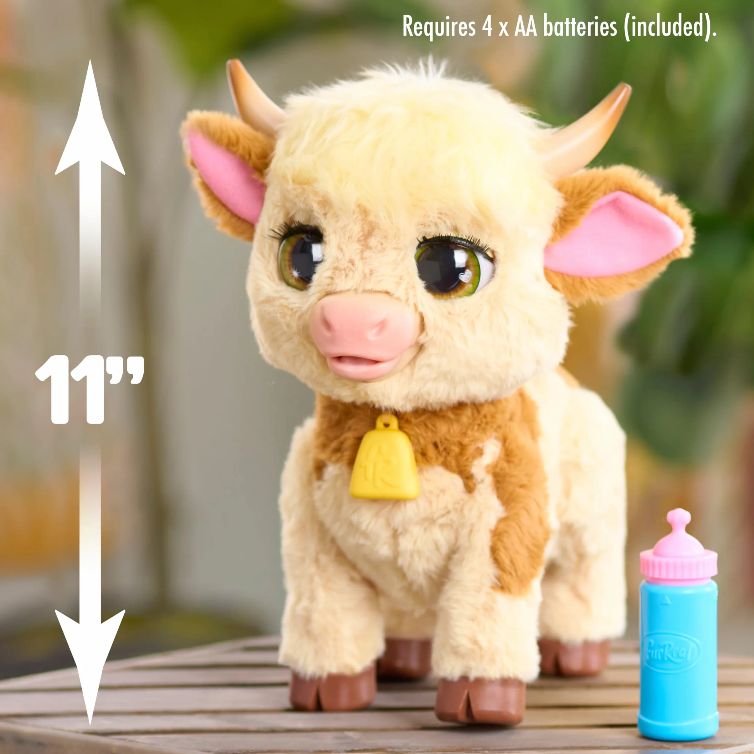 furReal Maggie the Feed & Follow Cow, 11 Inch Interactive Highland Mini Cow, for Boys and Girls, Ages 4 and up