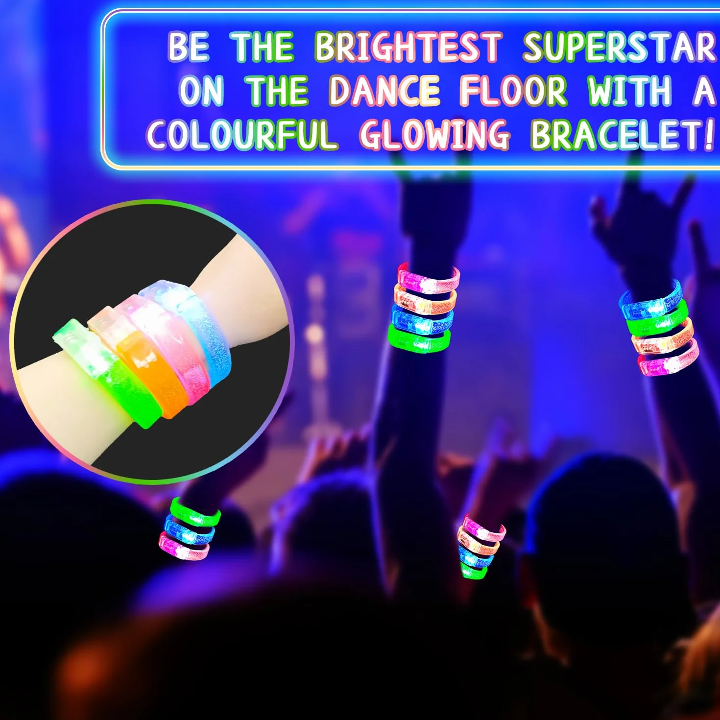 Zestaw bransoletek LED, podświetlane akcesoria festiwalowe, migające zabawki, opaski na rękę, świecące w ciemności, bransoletki LED, artykuły imprezowe na Boże Narodzenie, muzyczny karnawał