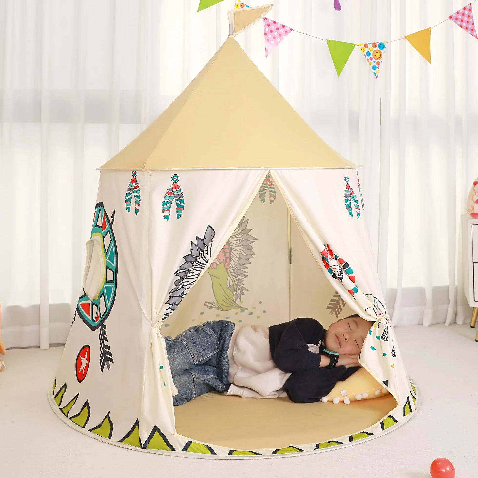Namiot zabaw dla dzieci, namiot księżniczki Prince Castle namiot, Przenośny namiot pop up indyjski, Tipi, certyfikat EN71, Domek zabaw dla wewnątrz i na zewnątrz, Prezent dla dzieci