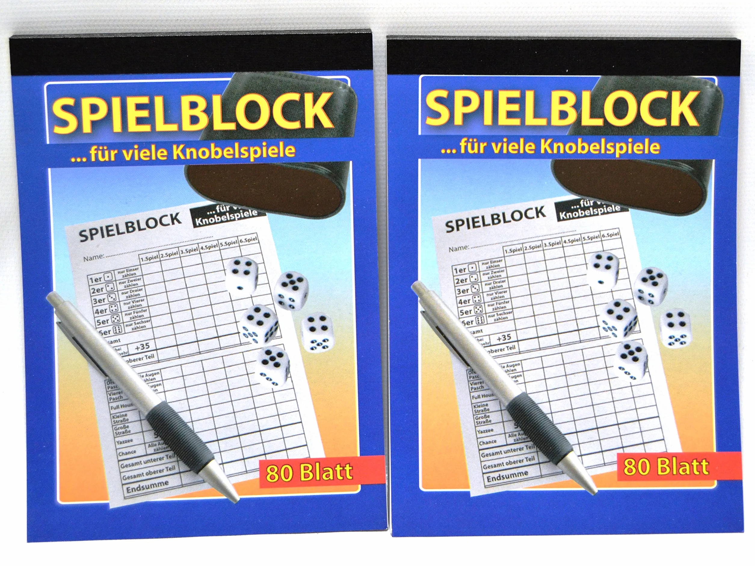 Without Label bloki do gry w kości, zestaw 2 sztuk, po 80 arkuszy, do wielu gier logicznych