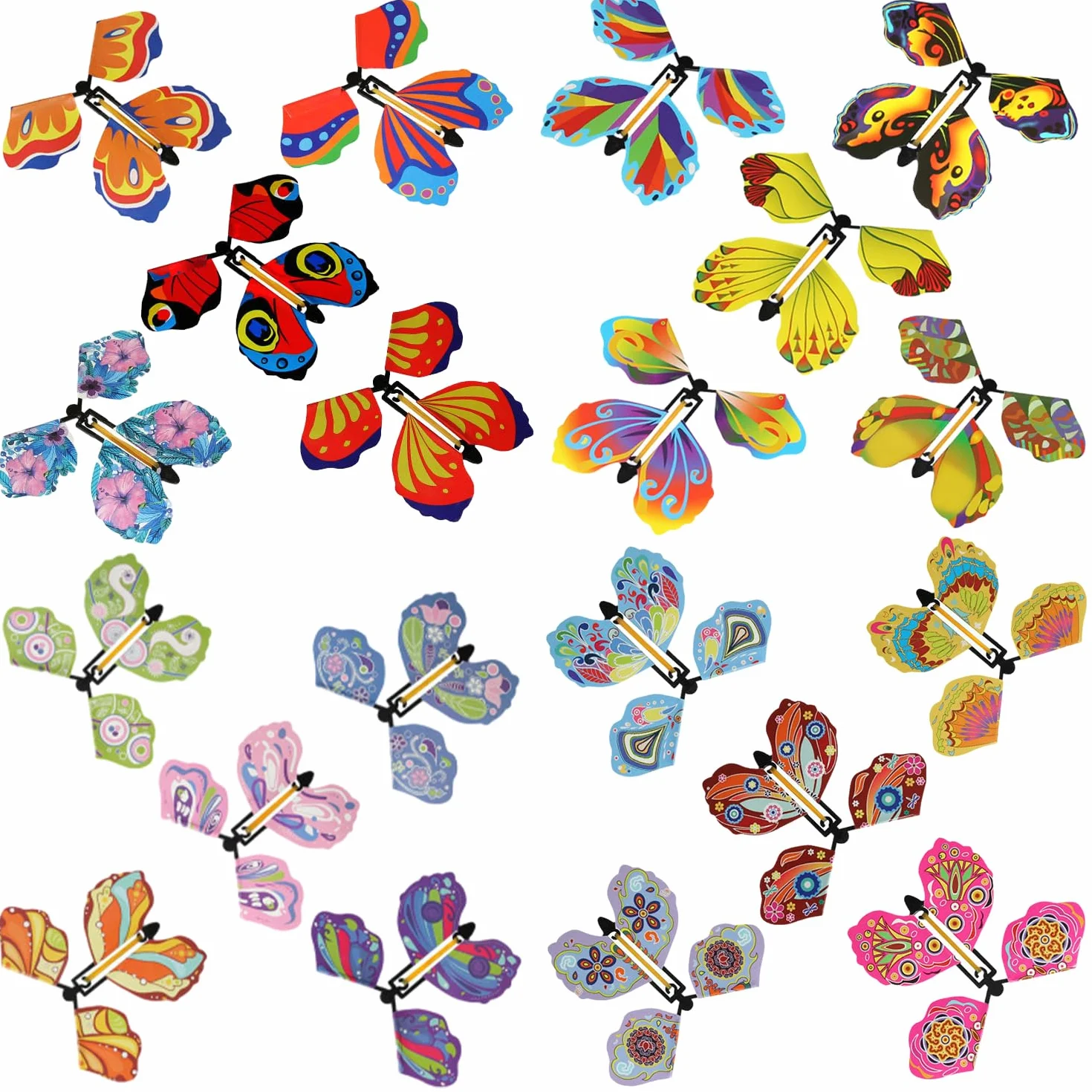 20 akrobatycznych rekwizytów do motyli, akrobatyczne latające motyle, kolorowe motyle, latające kartki, zabawki, akrobatyczne prezenty z motylami (10 x 12 cm)