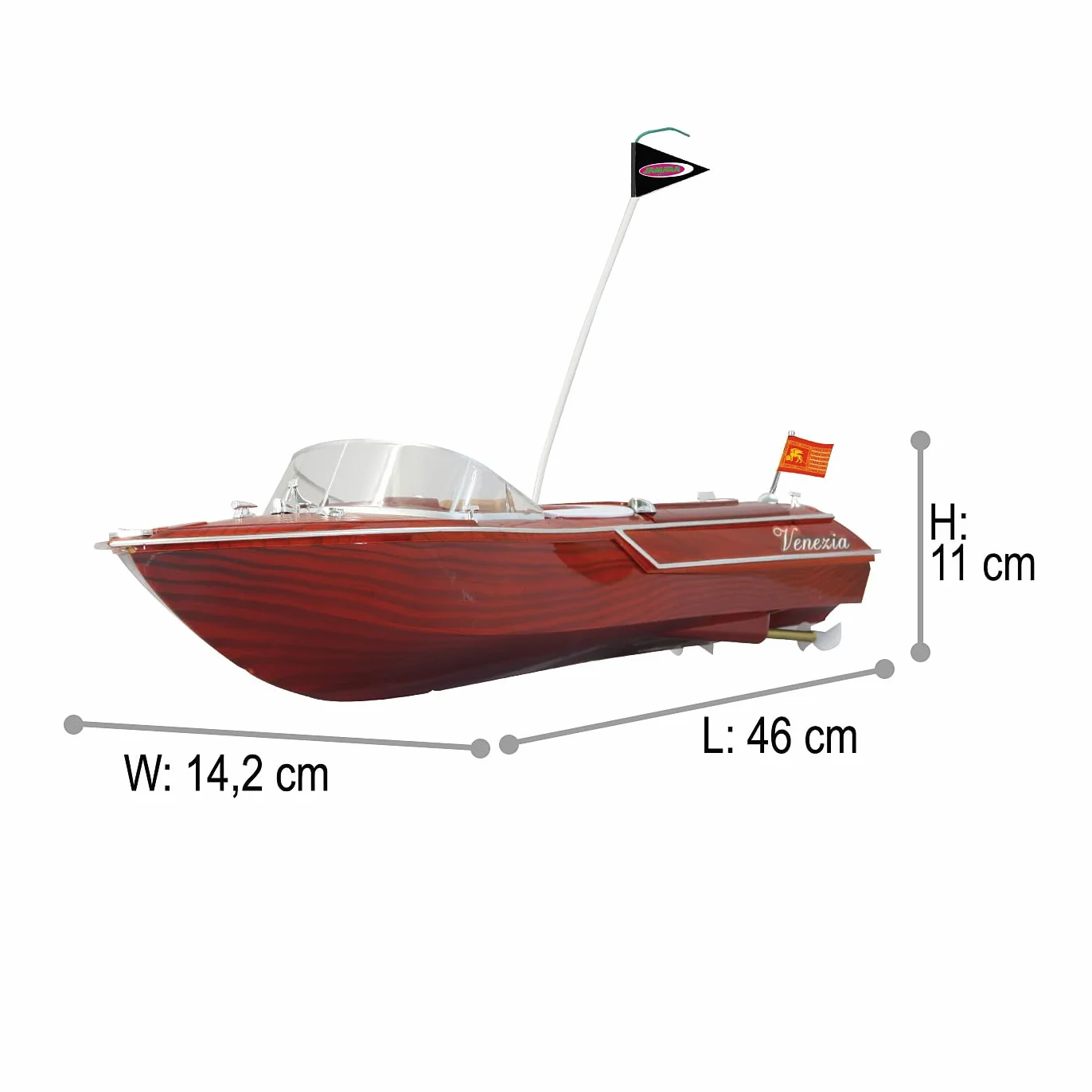 JAMARA 040390 Venezia 2-kanałowy 40 MHz, RC łódź z dwoma silnikami napędowymi, statek do zabawy wodnej, zdalnie sterowany, wały napędowe ze stali, funkcja bezpieczeństwa, wysokiej jakości wygląd