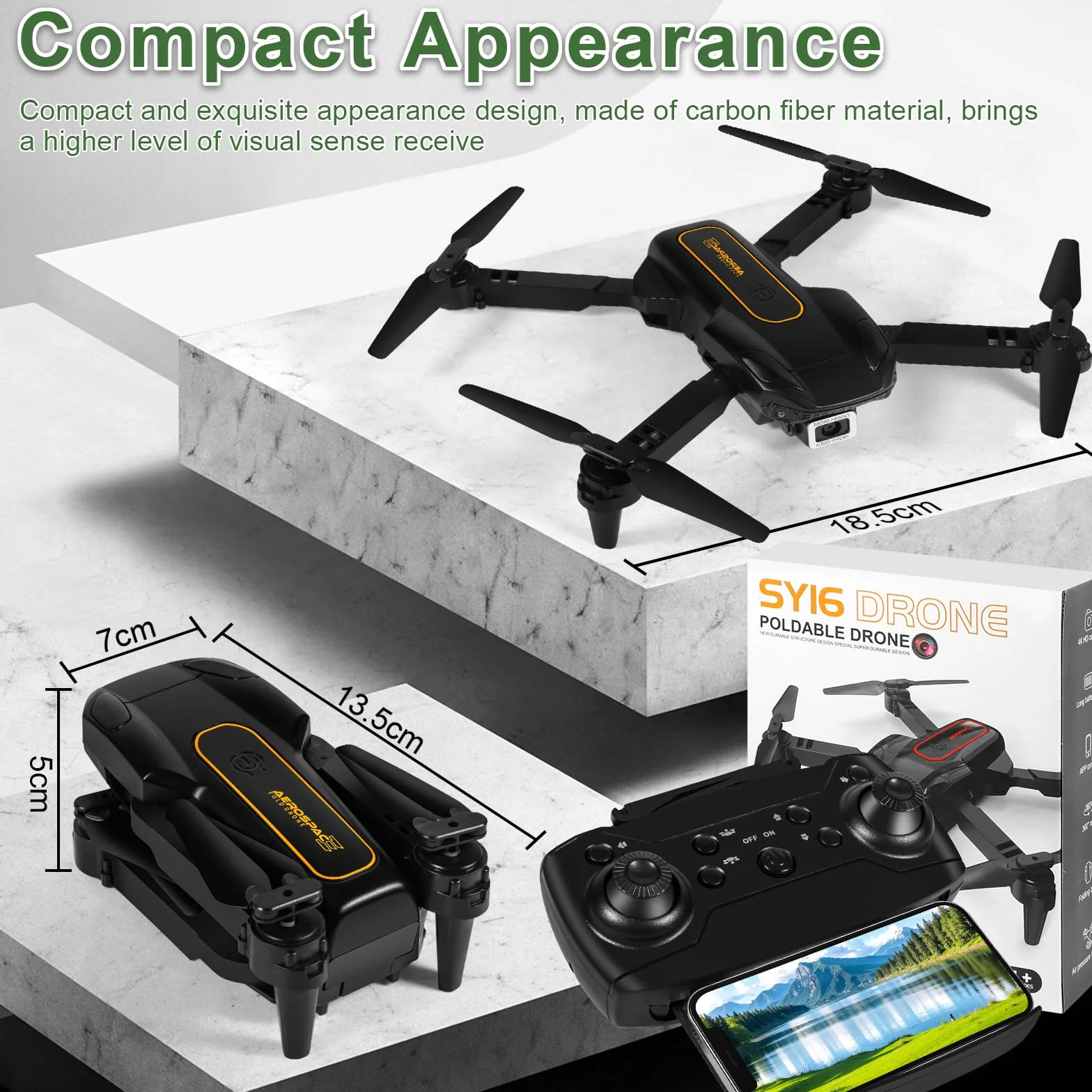 Dron z kamerą dla dzieci, RC Drone Quadcopter z trybem headflos, 3D Flip, 90 ° ustawialny, trasa lotu, 1080P Mini Drone prezent dla początkujących dzieci