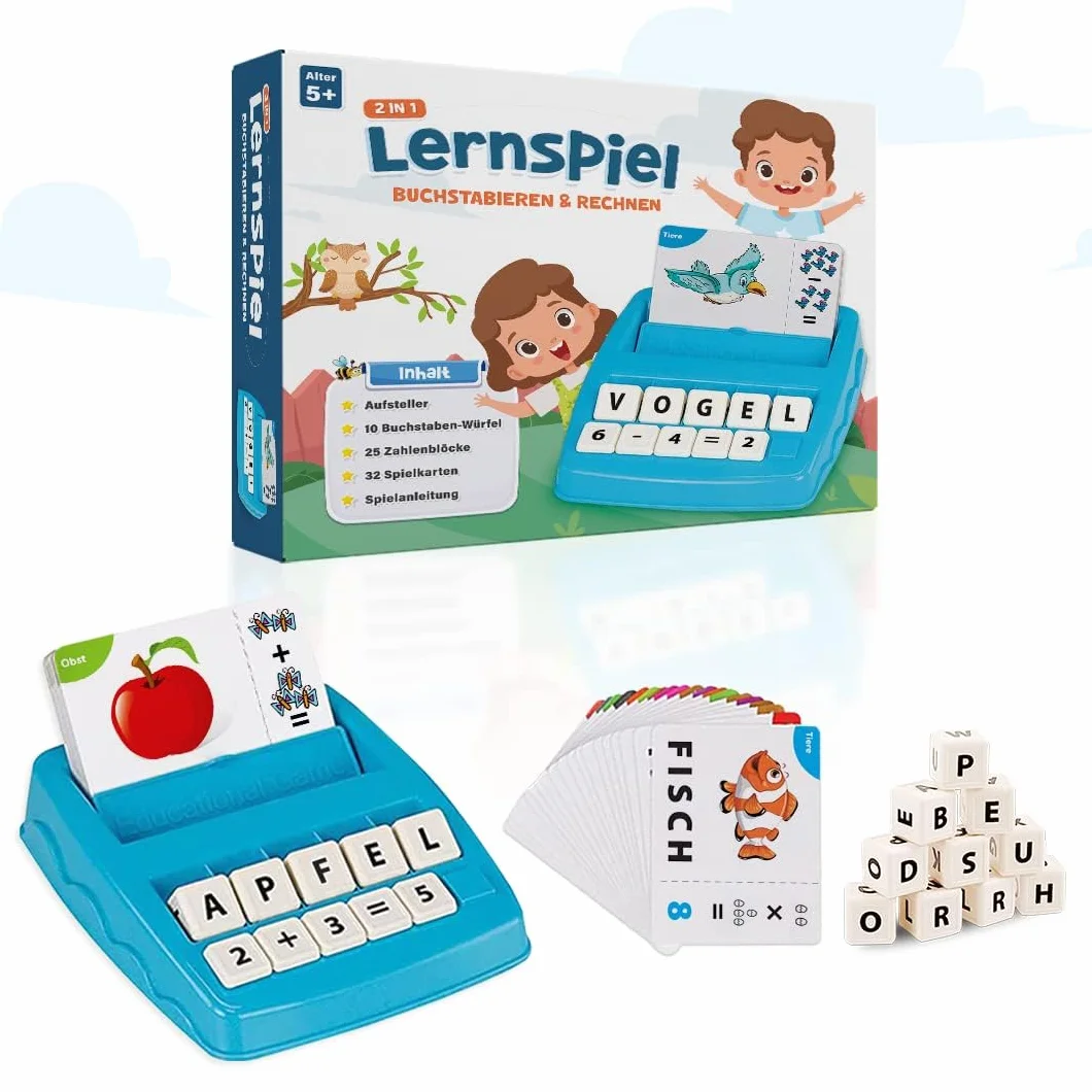 Gra edukacyjna z literami ABC Montessori od 4, 5, 6 lat, liczby, dla początkujących w szkole, 1 klasa, prezent dla przedszkolaków, zabawka edukacyjna, rozpoczęcie szkoły (turkusowa)
