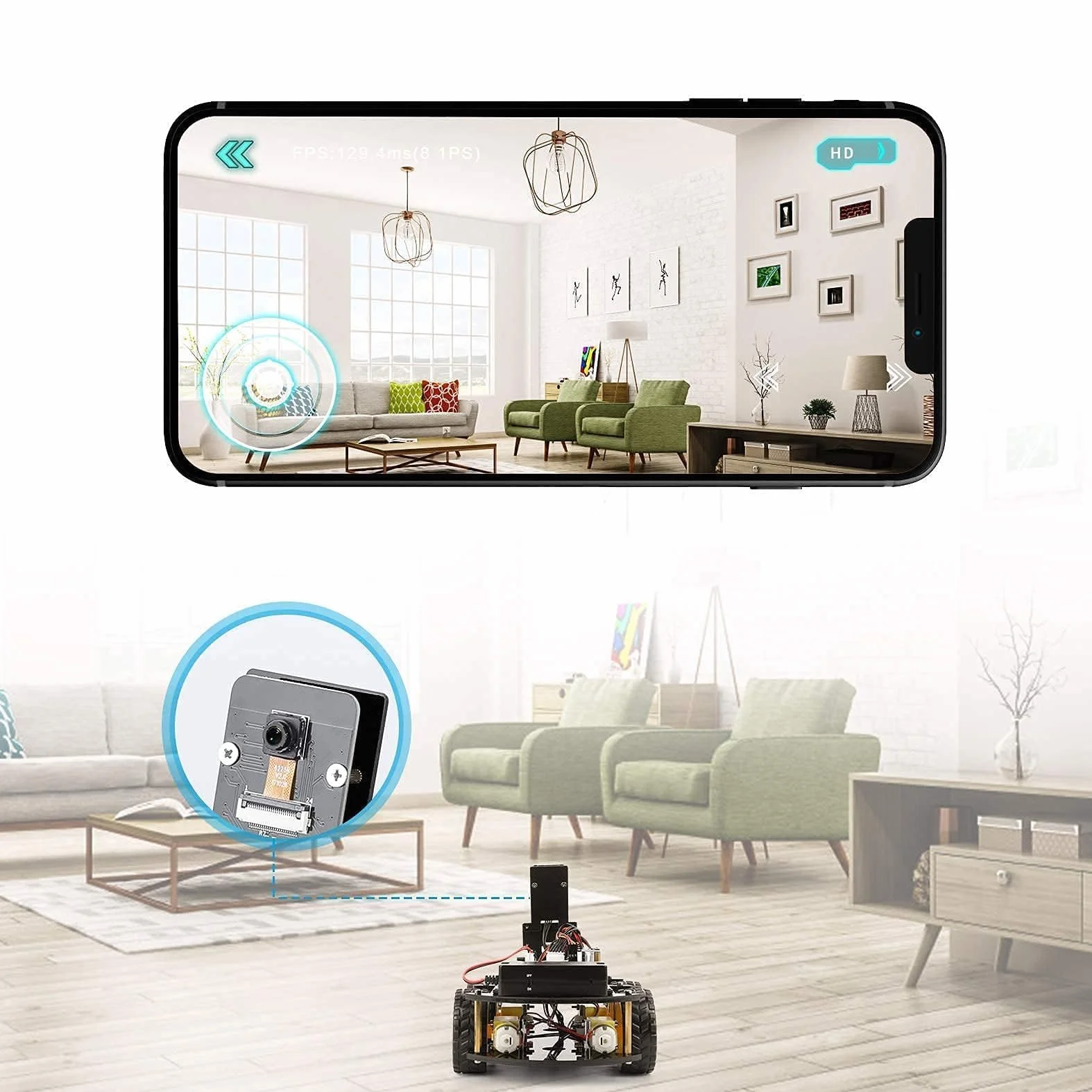 ELEGOO Inteligentny Zestaw Samochodowy Robota V4.0 Kompatybilny z Arduino IDE, Zestaw do Budowy Elektroniki z Kamerą, UNO R3, Moduł Bluetooth, Zabawki-Roboty Samochodowe dla Dzieci