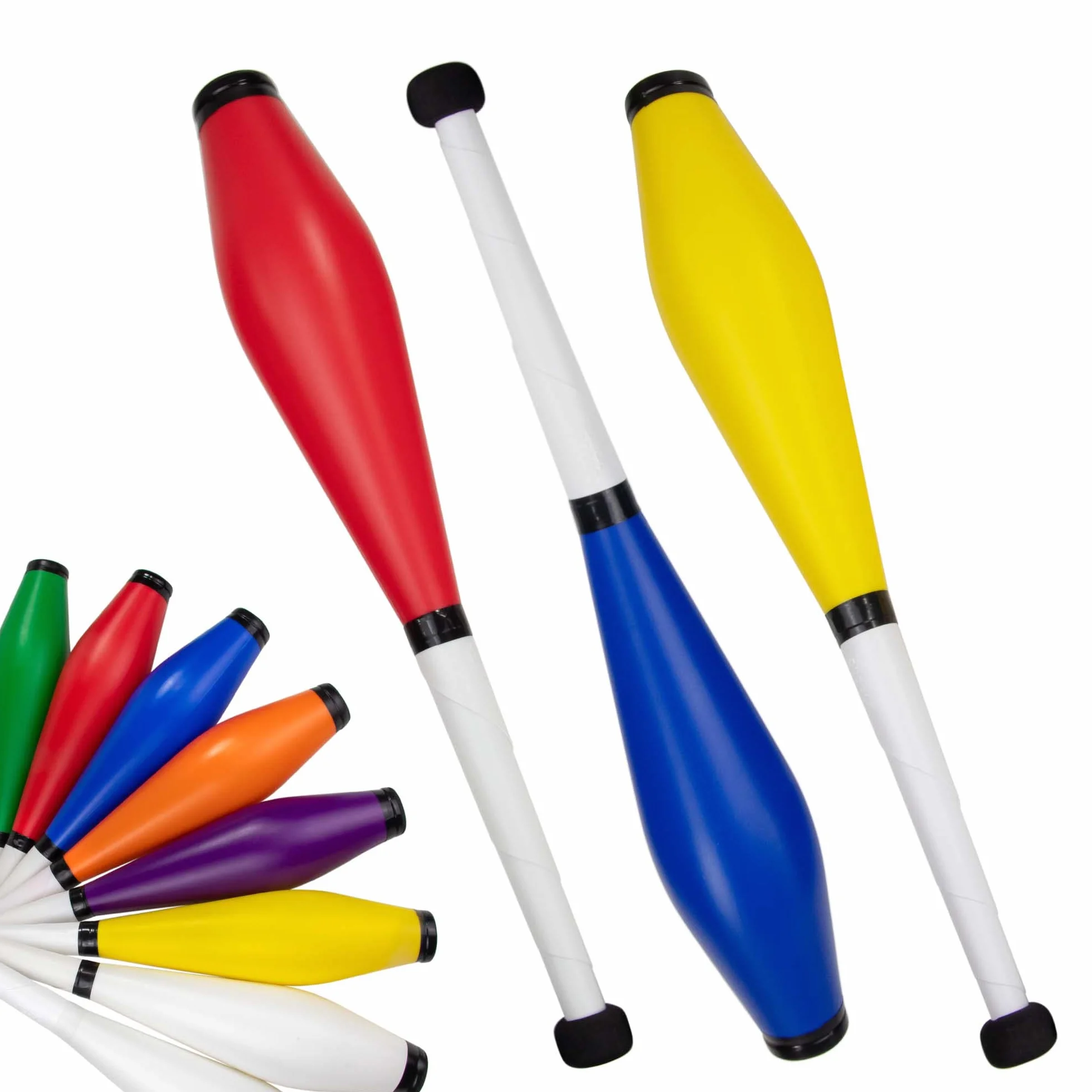 Juggle Dream Trainer Street żonglowania klubów, zestaw 3 wspaniałych klubów treningowych - zestaw żonglerski dla początkujących i zaawansowanych żonglerów (czerwony, niebieski, żółty)