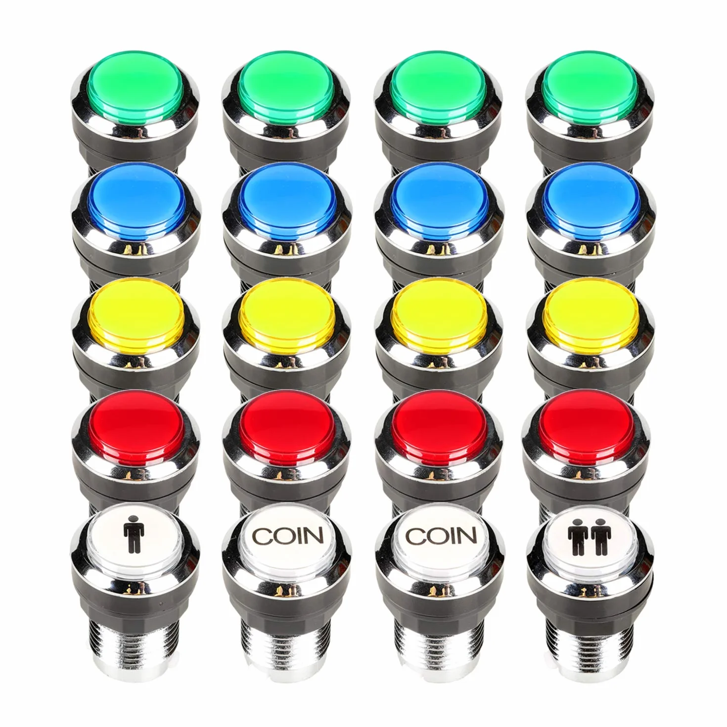 Fosiya Joystick dla 2 graczy, LED, chromowane przyciski do PC MAME Raspberry Pi Gry wideo, części do szafek zręcznościowych (zestaw mieszany)