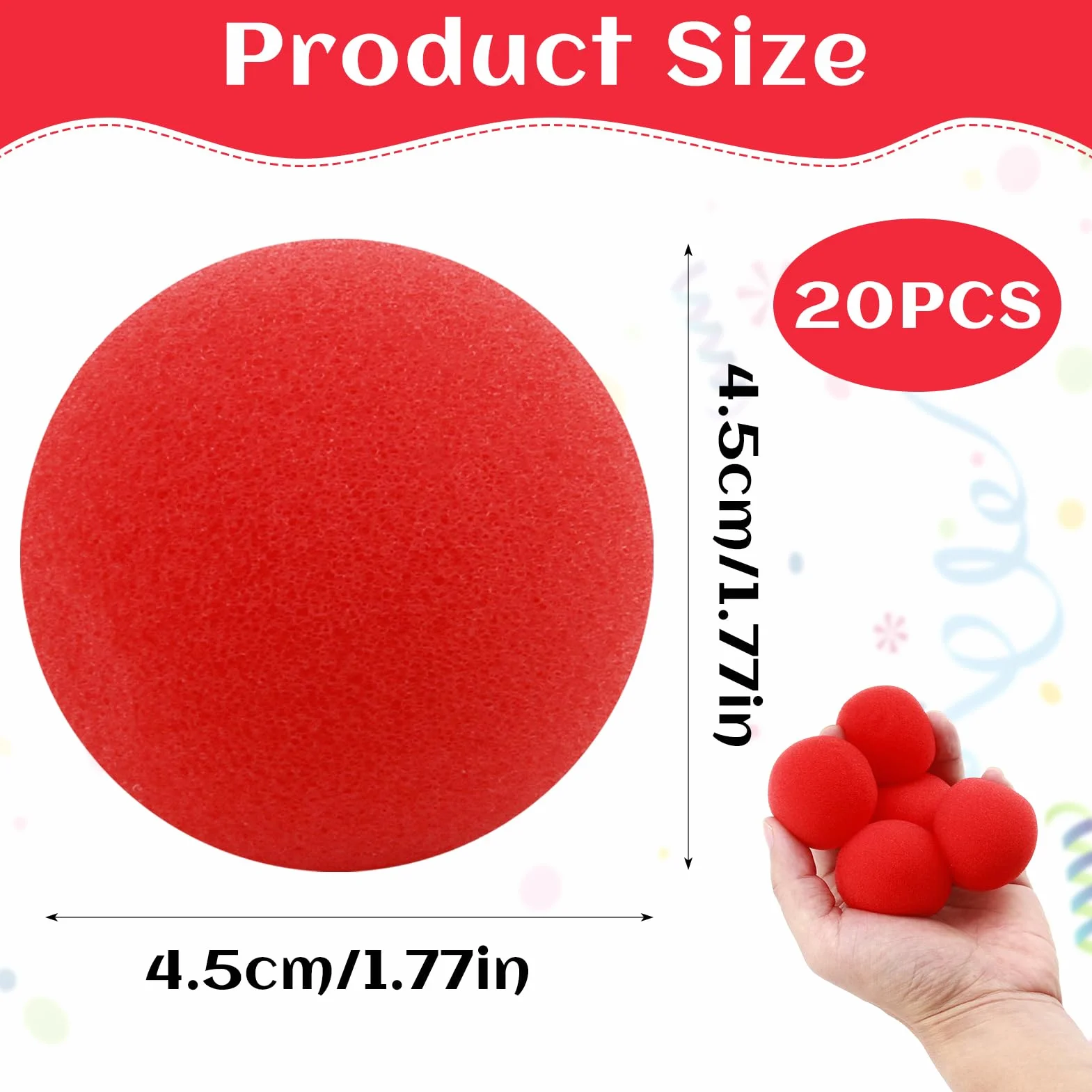 20 sztuk małych piankowych, czerwone kulki z gąbki, 4,5 cm, małe, miękkie piłki na pokazy magii, łącznie z instrukcją dla początkujących