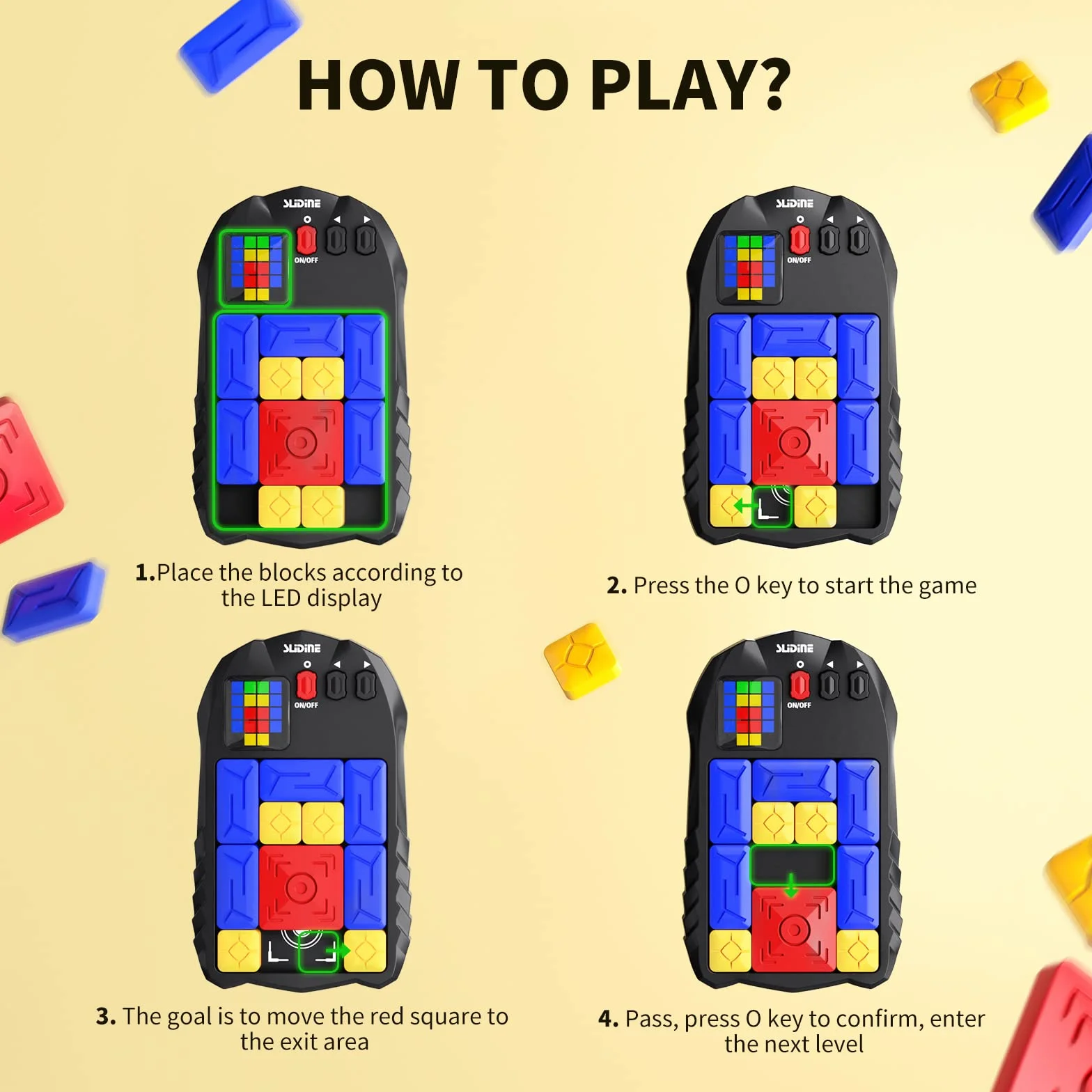 TEMI Puzzle Slide, ponad 500 poziomów, super slajdowe, łamigłówki, zabawka podróżna, konsola do gier, zabawka edukacyjna STEM, prezent dla dzieci, nastolatków, dorosłych