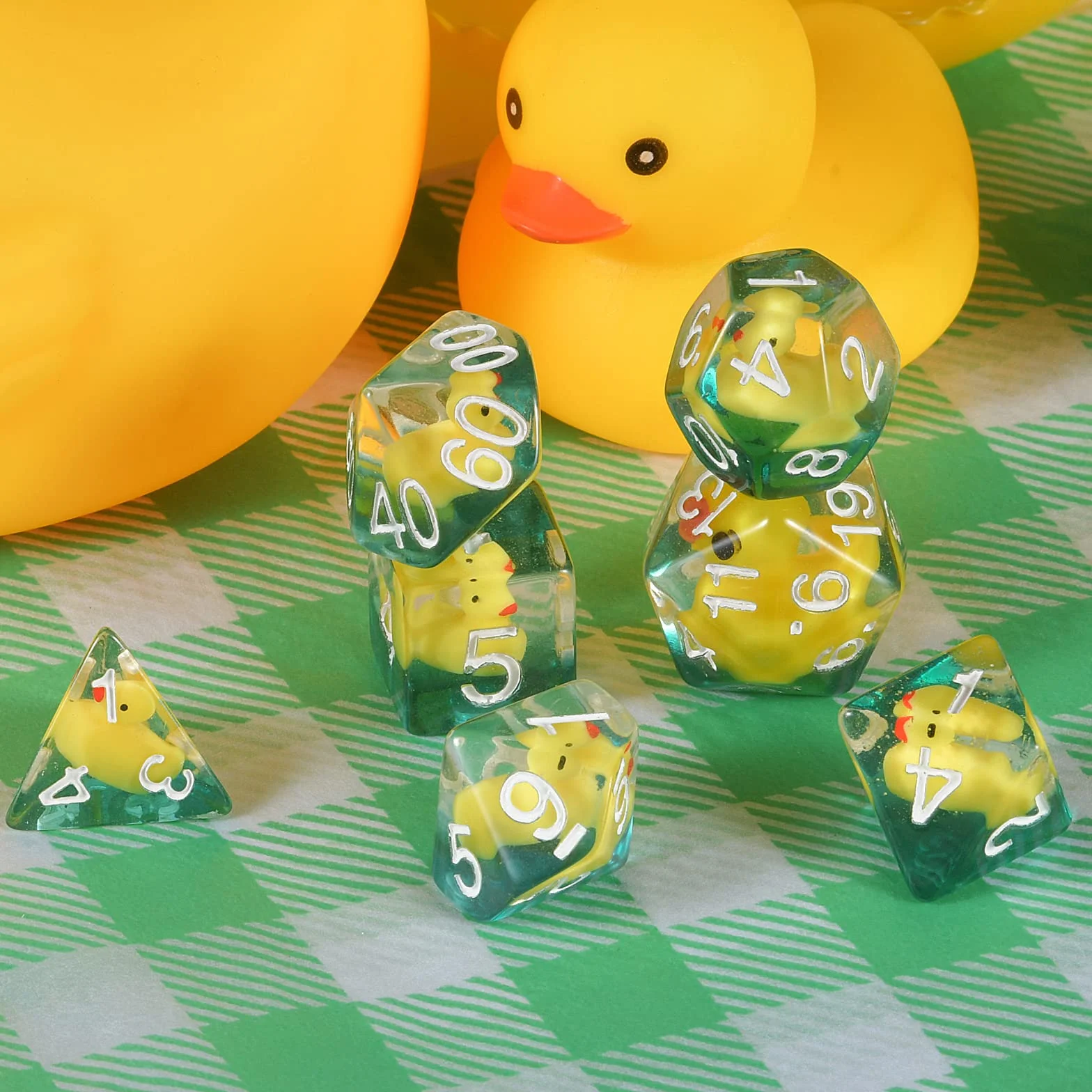 Duck Dice Polyhedral & RPG Dice DND Zestaw kości z kaczką wewnątrz Polyhedral Roll Play Gaming D20 Dice Dungeons and Dragon Dice 7 sztuk