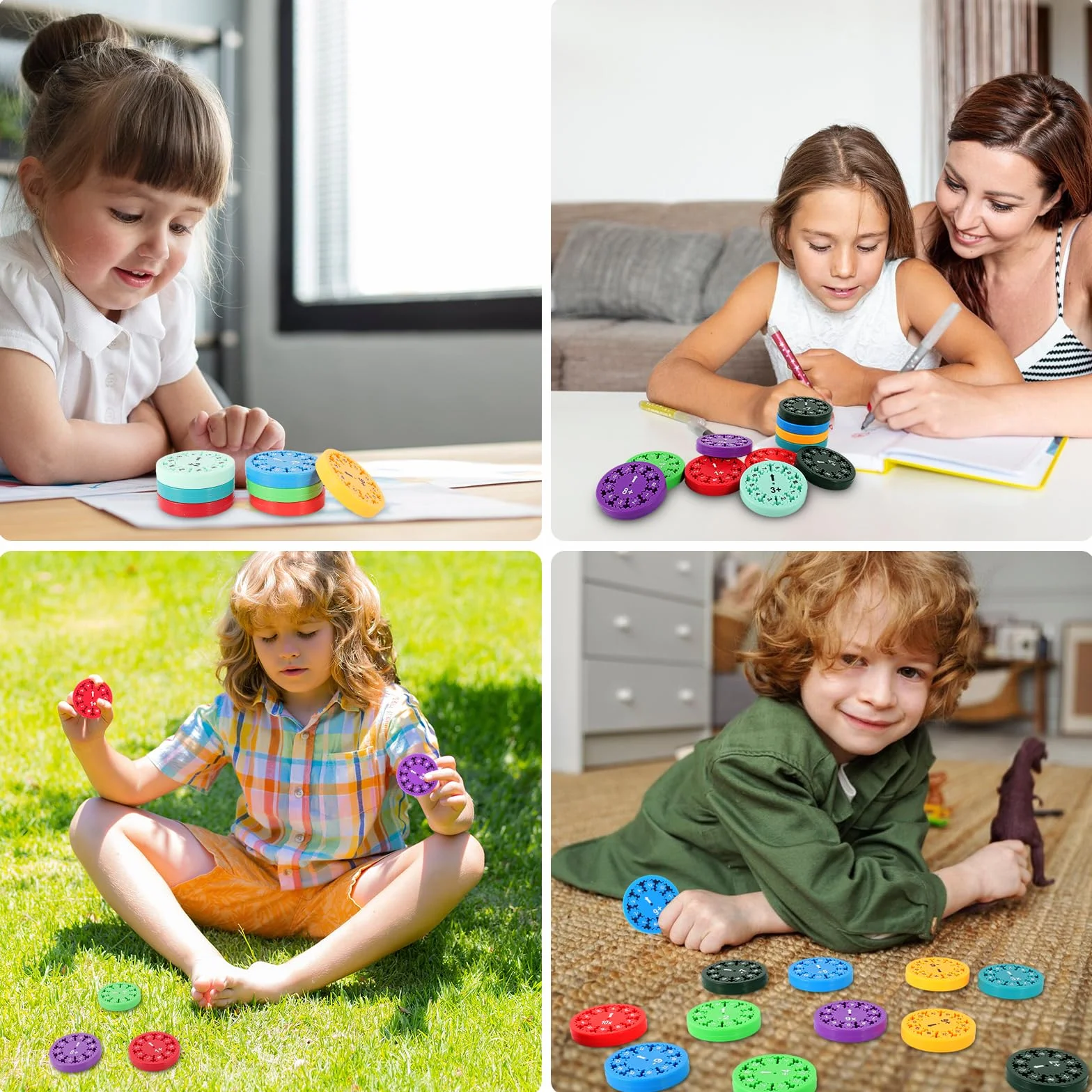 Math Fidget Spinner, 18-Częściowy Zestaw Zabawnych Zabawek Edukacyjnych Fidget (Dodawanie Odejmowanie Mnożenie Dzielenie), Spinner na Palce Łagodzący Stres, Zabawka Matematyczna Fidget