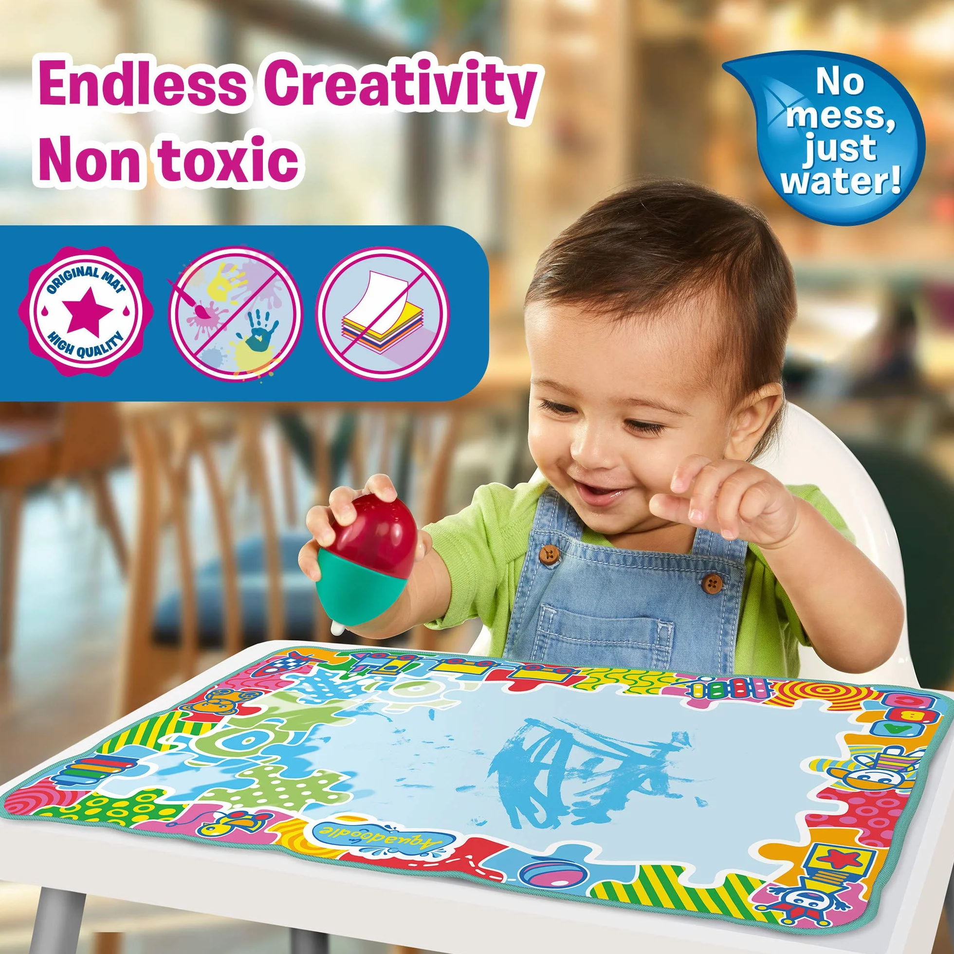 Aquadoodle Baby Water Doodle Mat, Official Tomy No Mess Colouring & Drawing Game, Baby Water Mat Suitable for Babies, Boys & Girls from 9 Months, 1, 2, 3 + Year Olds