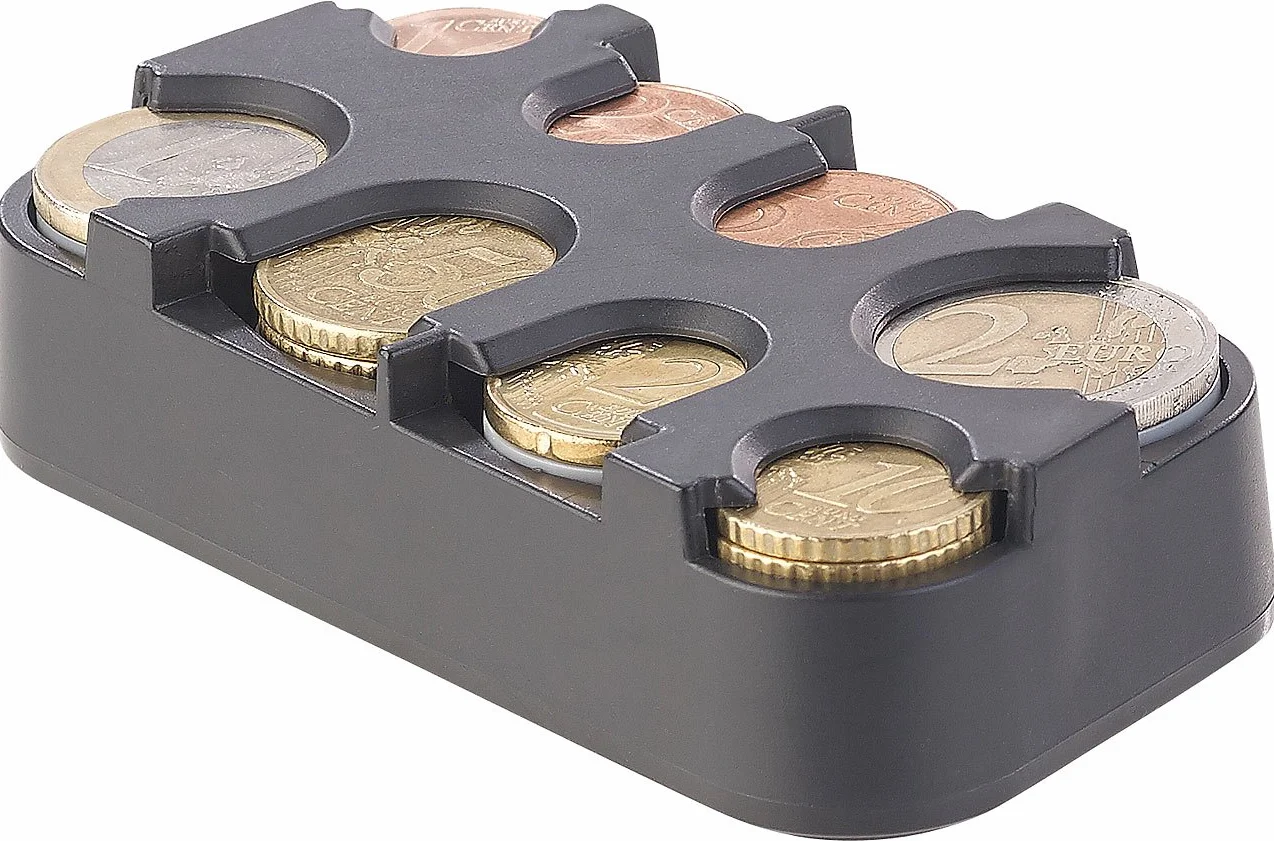 infactory Pudełko na monety: zestaw 2 sztuk kolekcjonerów na monety euro z szybkim mocowaniem (pudełko na monety, euro, przechowywanie monety)