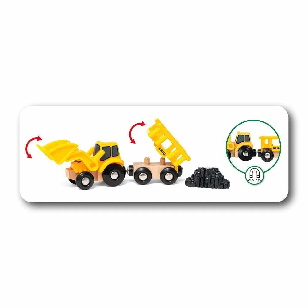 BRIO Świat 33658 Pojazdy budowlane - Drewniany dodatek kolejowy - zalecane od 3 lat