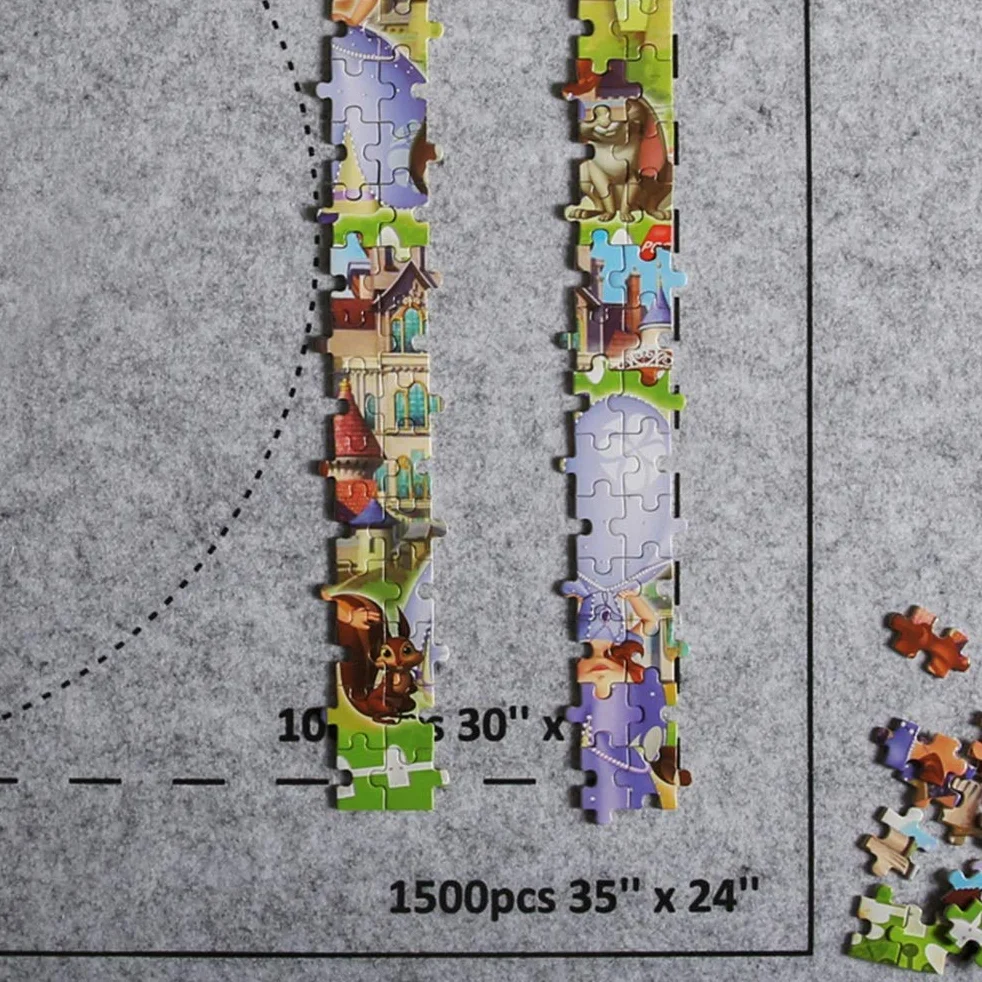Puzzle Mata do przechowywania, filcowa zwijana mata do puzzli, koc podróżny, duża przenośna mata do puzzli, do domu, podróży, przechowywania mieści do 3000 sztuk, 66 x 117 cm (czarna)