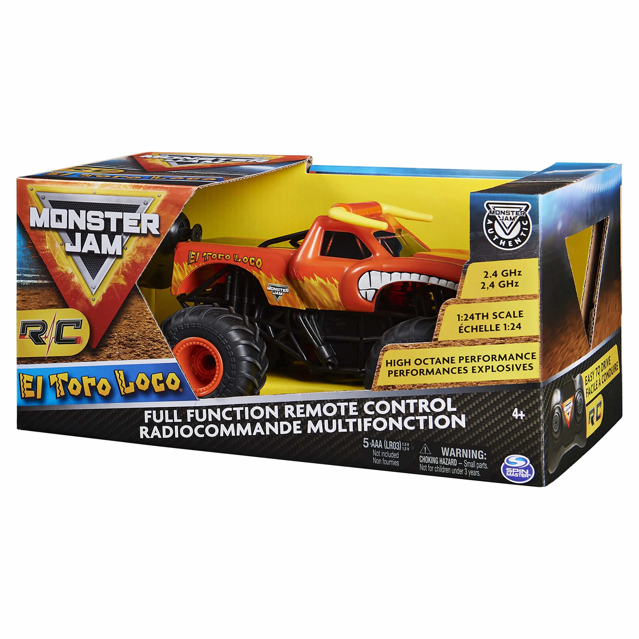 Monster Jam, Oficjalny pilot zdalnego sterowania El Toro Loco Monster Truck, skala 1:24, 2,4 GHz, dla dzieci w wieku od 4 lat