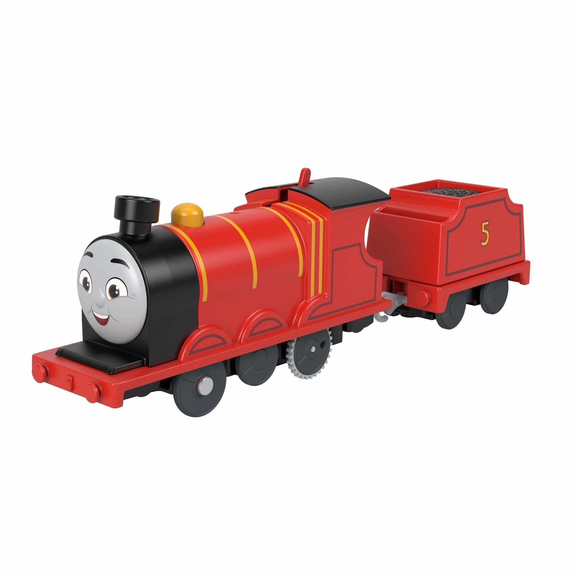 Thomas & Friends Motorized Toy Train James silnik zasilany bateriami z przetargiem do zabawy w wieku przedszkolnym dla dzieci w wieku od 3 lat, HDY70