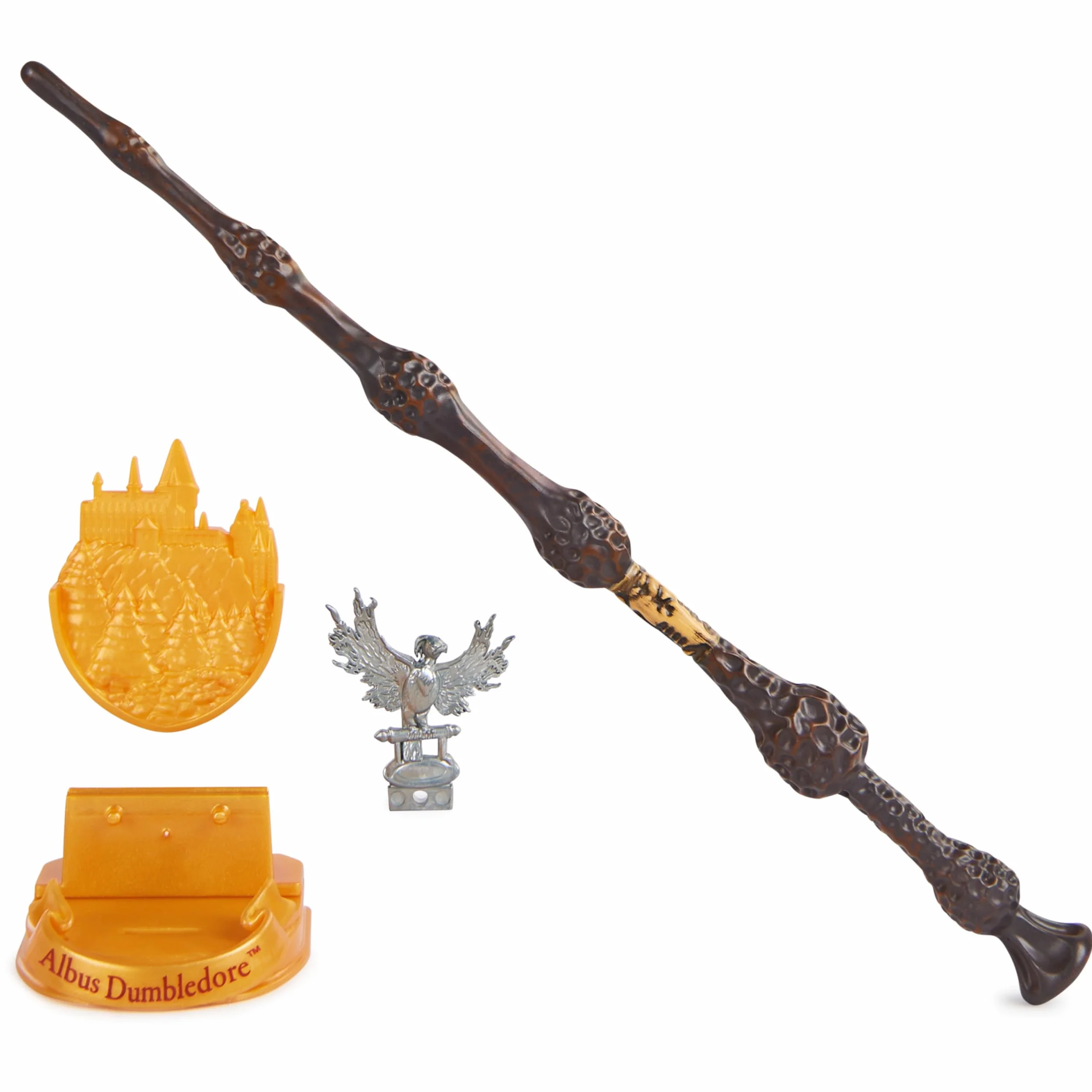 Wizarding World Harry Potter Autentyczna plastikowa różdżka Albus Dumbledore, z uchwytem Hogwartu, 30 cm, zabawka dla fanów w wieku od 14 lat, złota