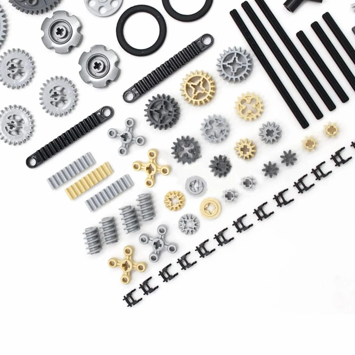 Części zamienne Technic, 116 szt. Złącza ogniw łańcucha zębatego Technic Zestawy klocków, części zamienne Mechaniczny sworzeń osi koła zębatego Opakowanie mieszane