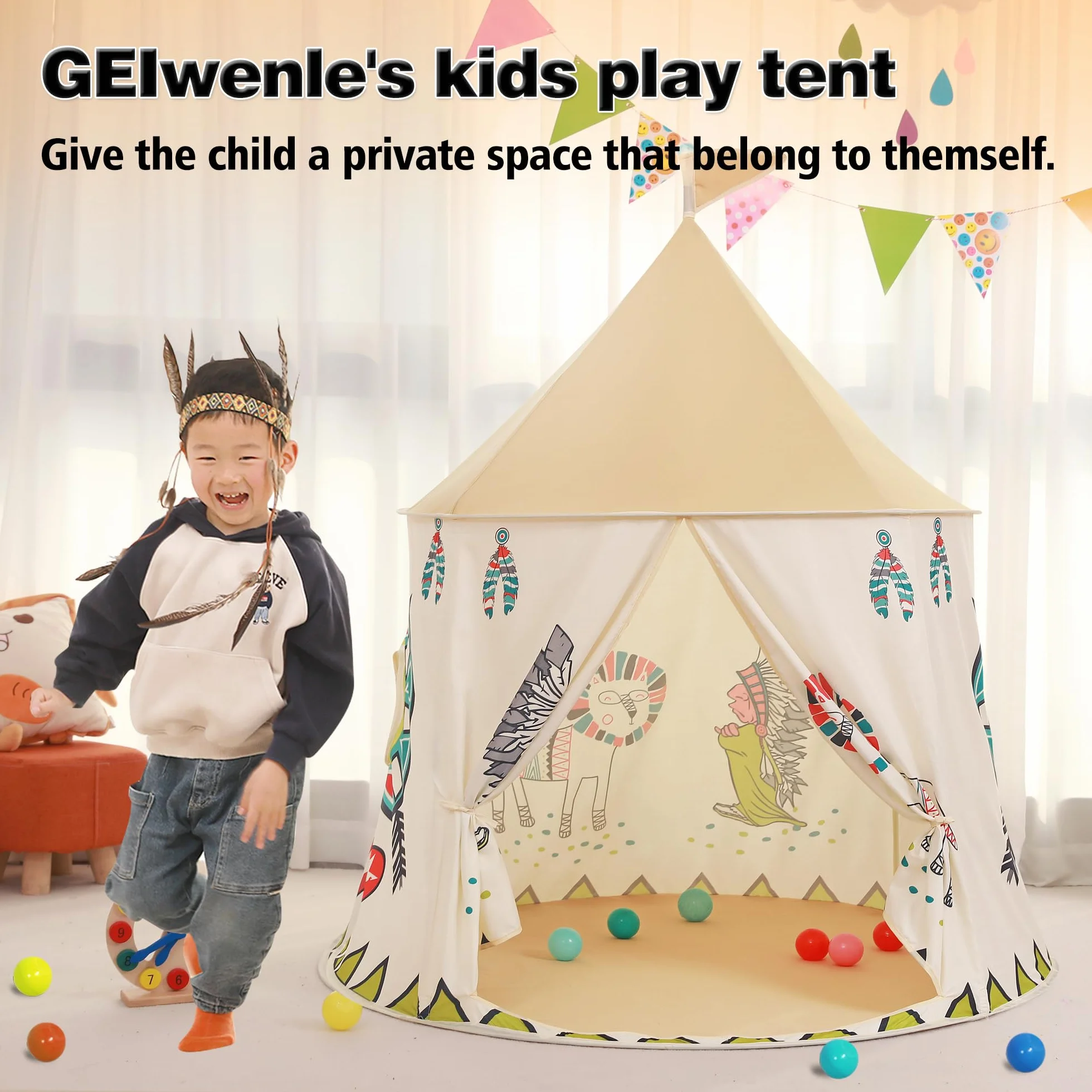 Namiot zabaw dla dzieci, namiot księżniczki Prince Castle namiot, Przenośny namiot pop up indyjski, Tipi, certyfikat EN71, Domek zabaw dla wewnątrz i na zewnątrz, Prezent dla dzieci