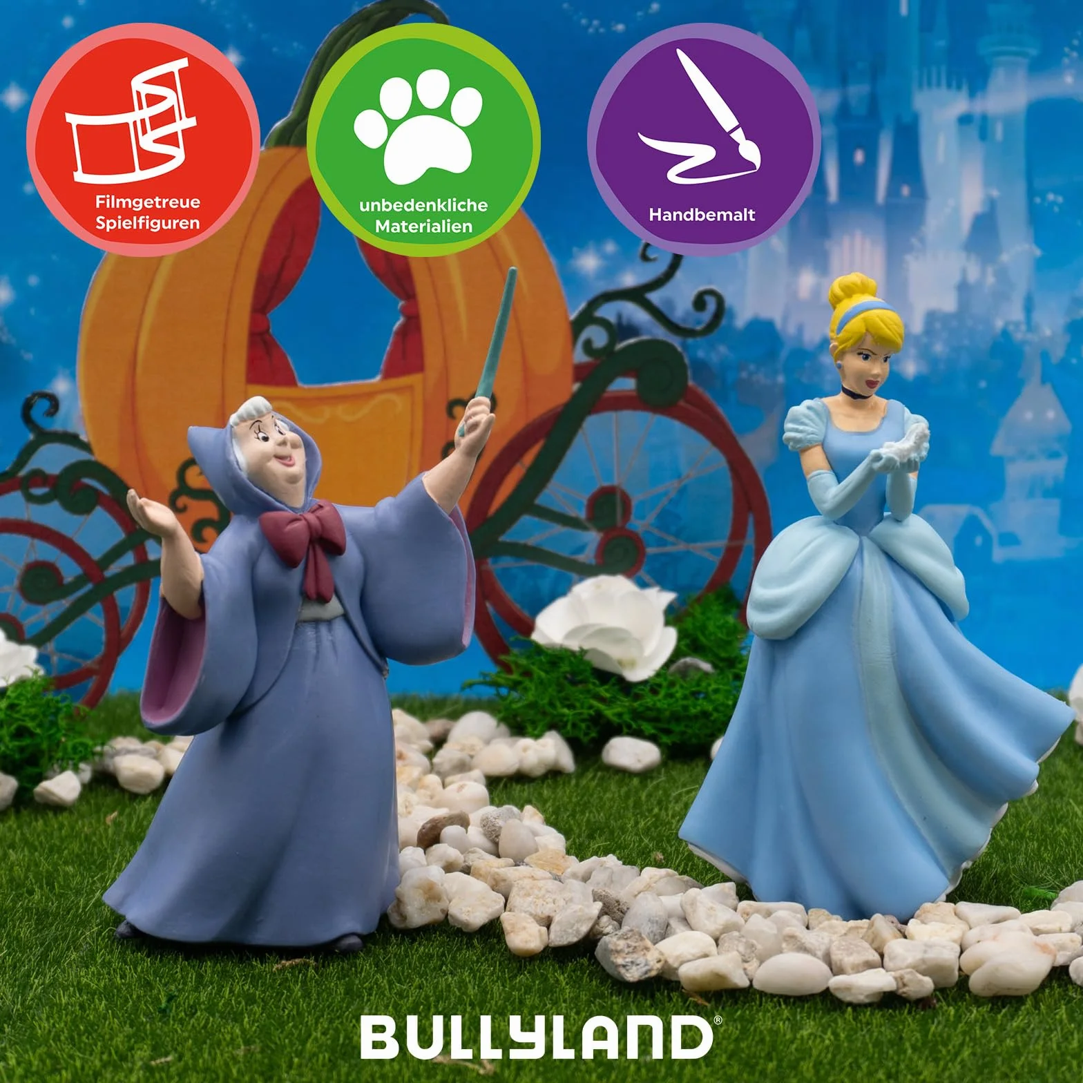 Bullyland 12359 - Figurka do zabawy Dobra wróżka z Walta Disney Kopciuszek, ok. 8,1 cm, wierna w szczegóły, idealna jako mały prezent dla dzieci od 3 lat