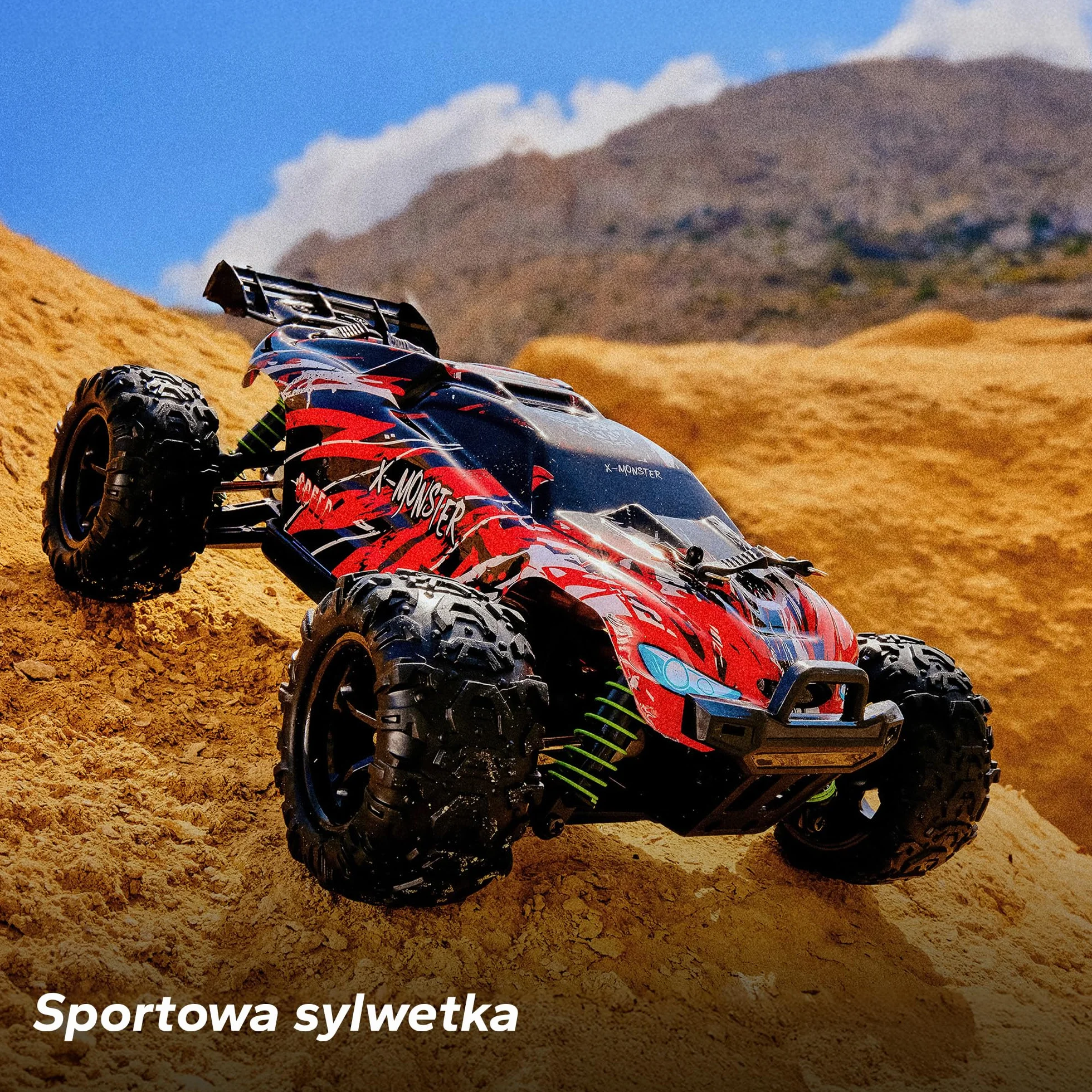 Overmax X-Monster 3.5, Zdalnie Sterowany Samochód RC 1:18 dla Dzieci 14+ w Napęd 4x4, Zasięg do 100 m, Prędkość 45 km/h, 2 Obudowy w Zestawie, Jazda do 40 min bez Ładowania