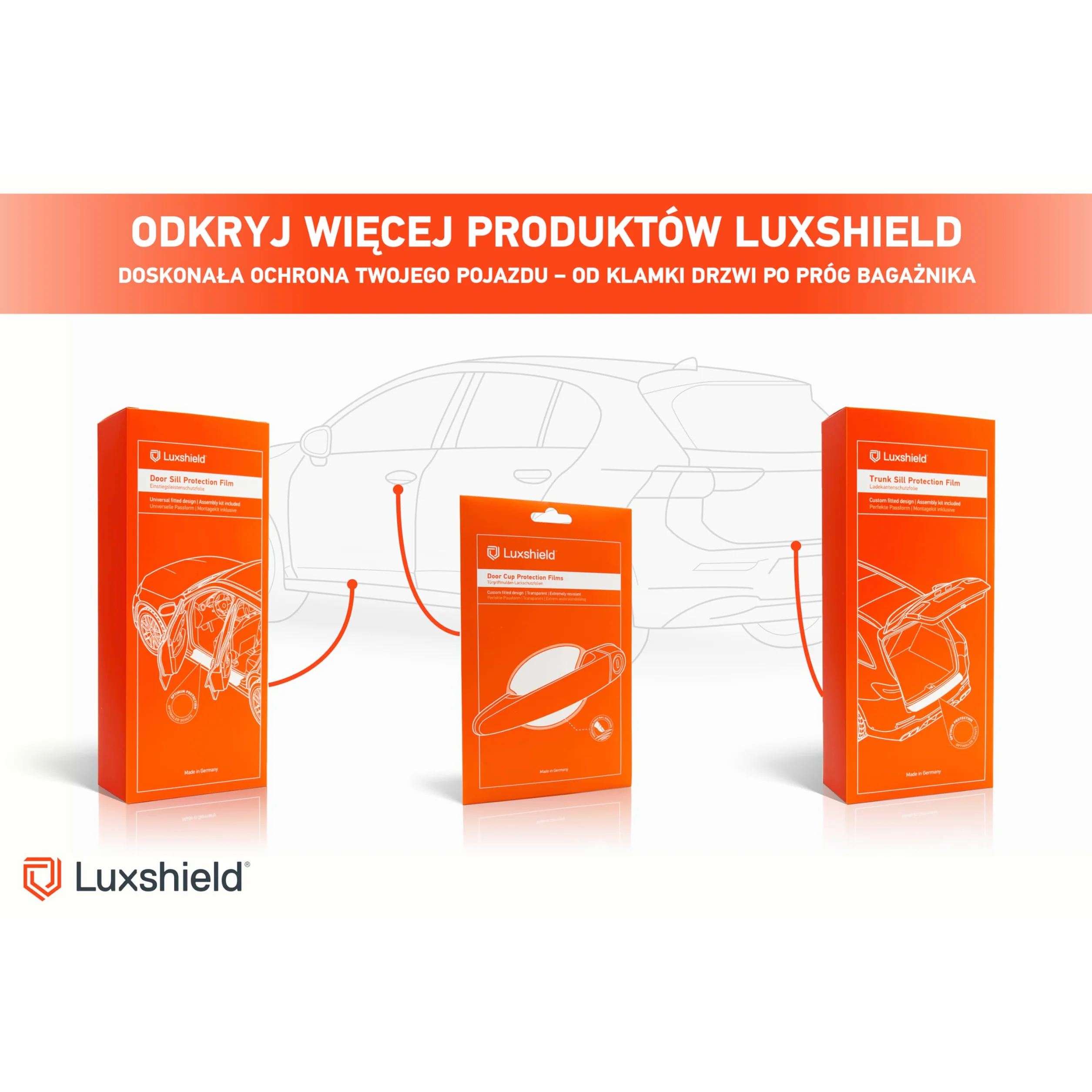 Luxshield folia ochronna na klamki kompatybilny z Mazda CX-60 I 2022-2026 - ochrona przed zarysowaniami, folia ochronna na lakier – przezroczysta błyszcząca