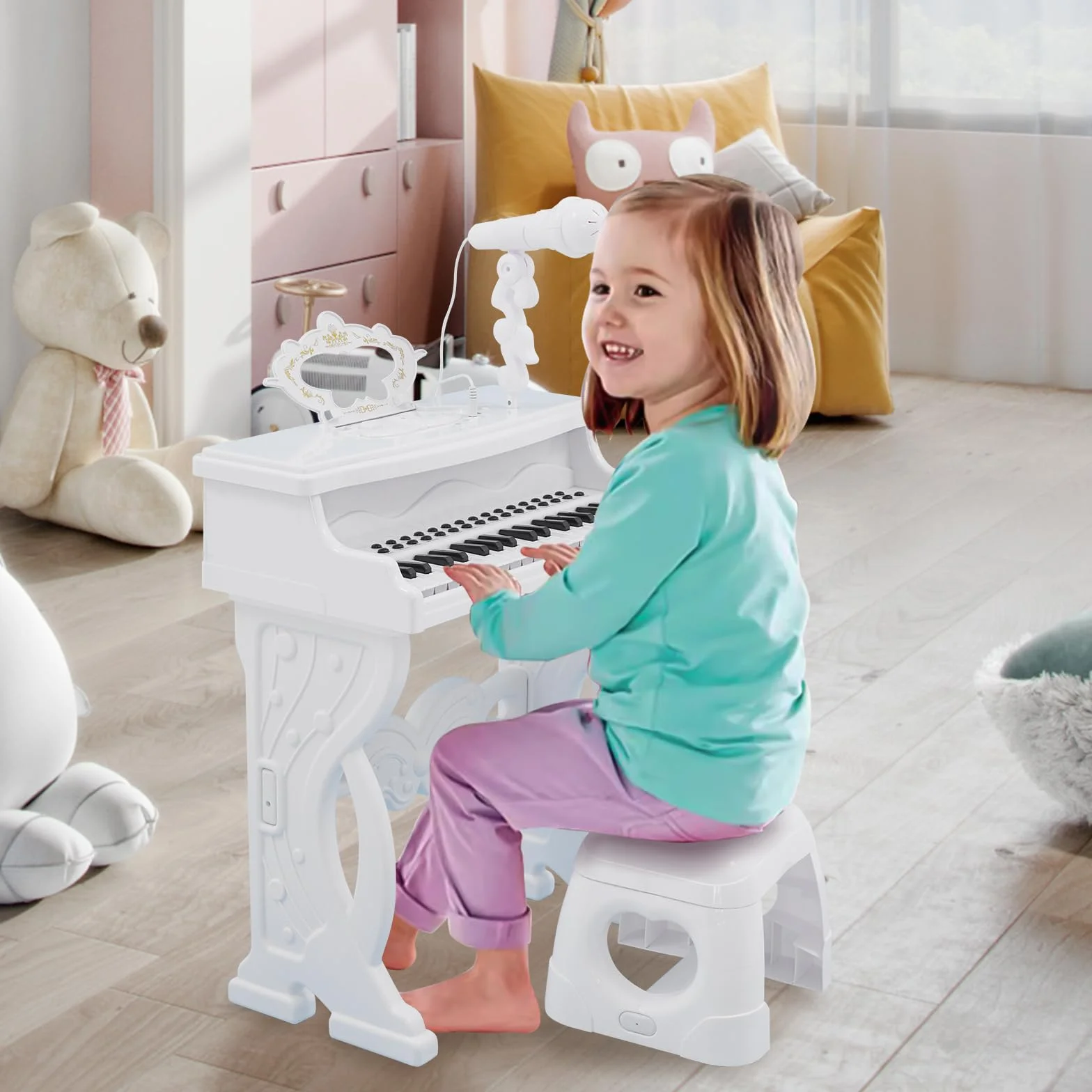 Klawiatura fortepianowa dla dzieci z mikrofonem, wielofunkcyjna zabawka muzyczna, fortepian, przenośne instrumenty muzyczne, zabawka edukacyjna, zabawka edukacyjna, urodziny dla dzieci